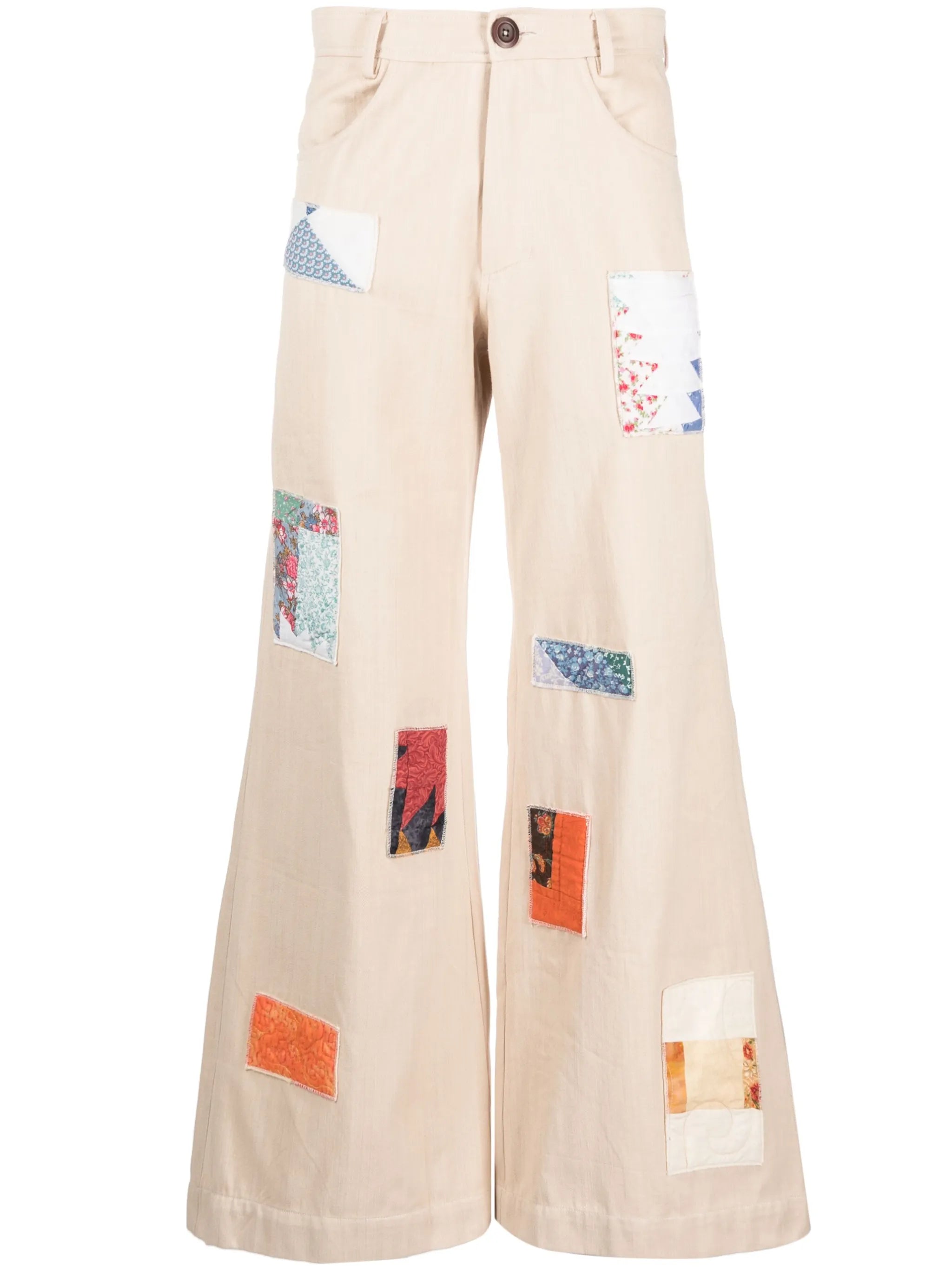 patchwork wide-leg trousers