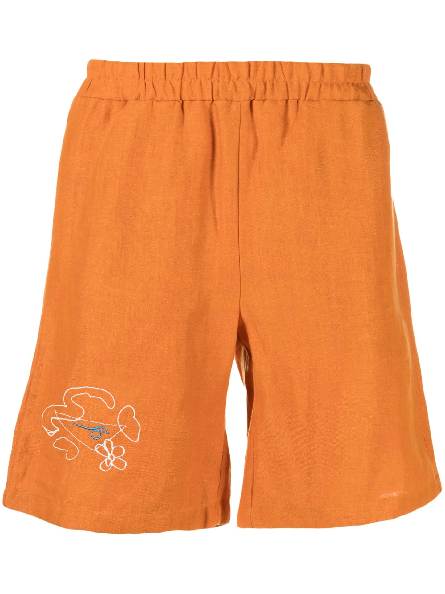 embroidered-detail elasticated-waist shorts