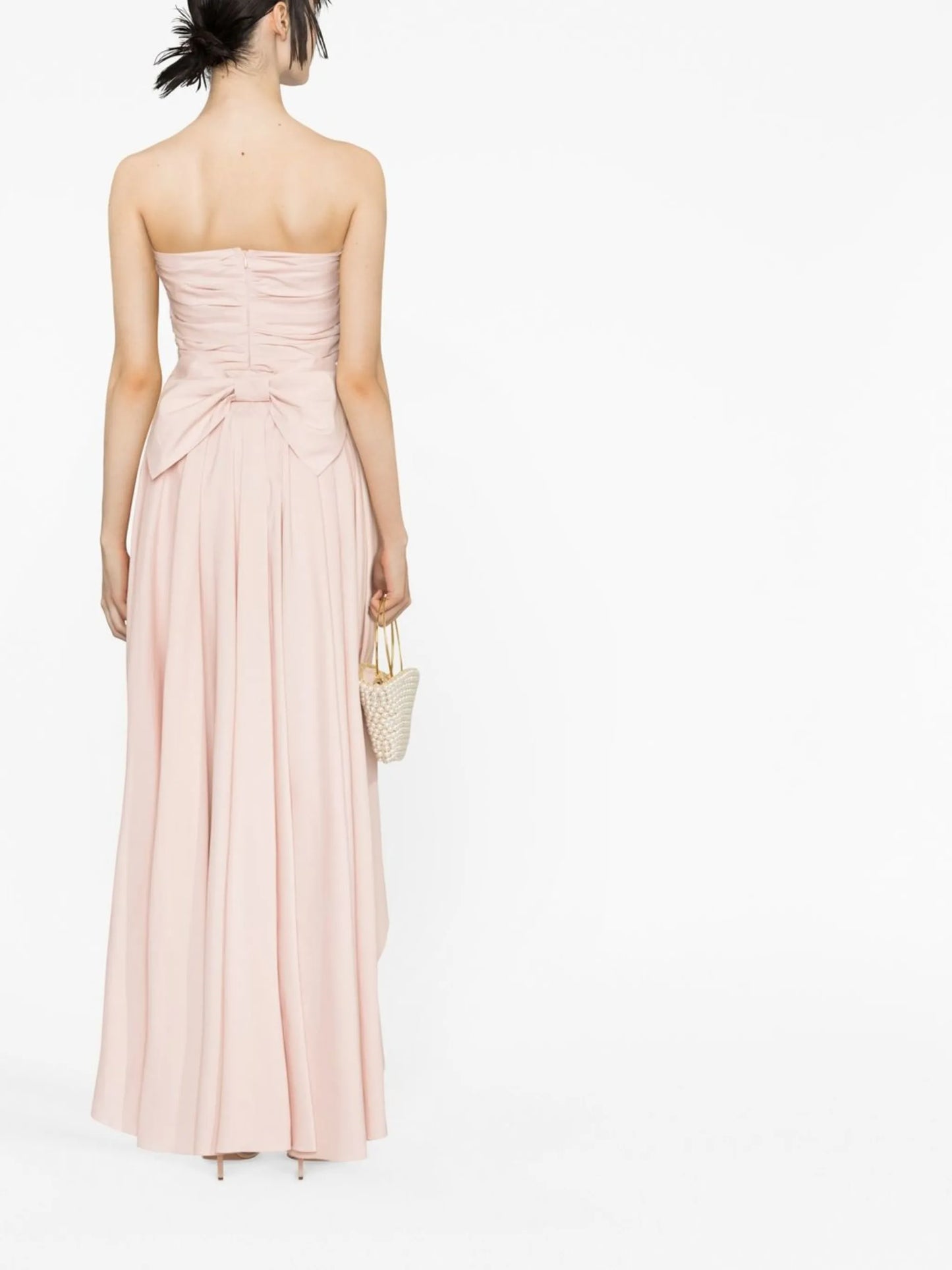 bow-train strapless minidress