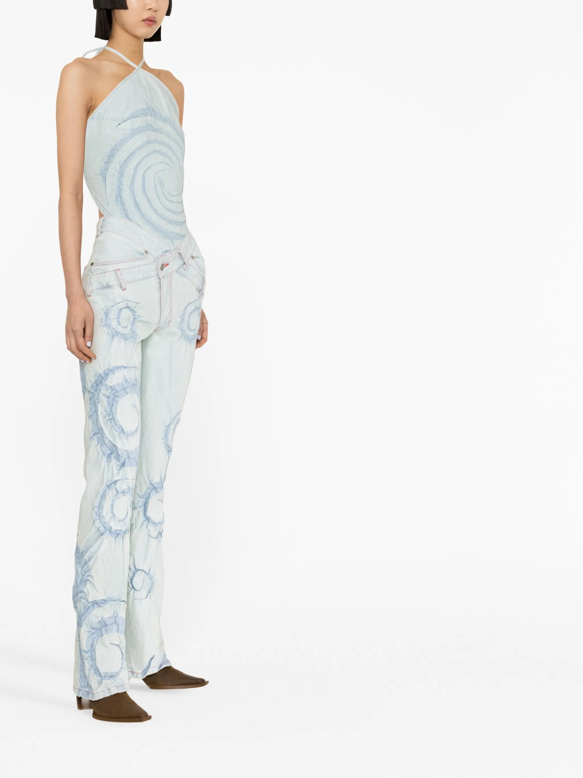 swirl-print straight-leg jeans