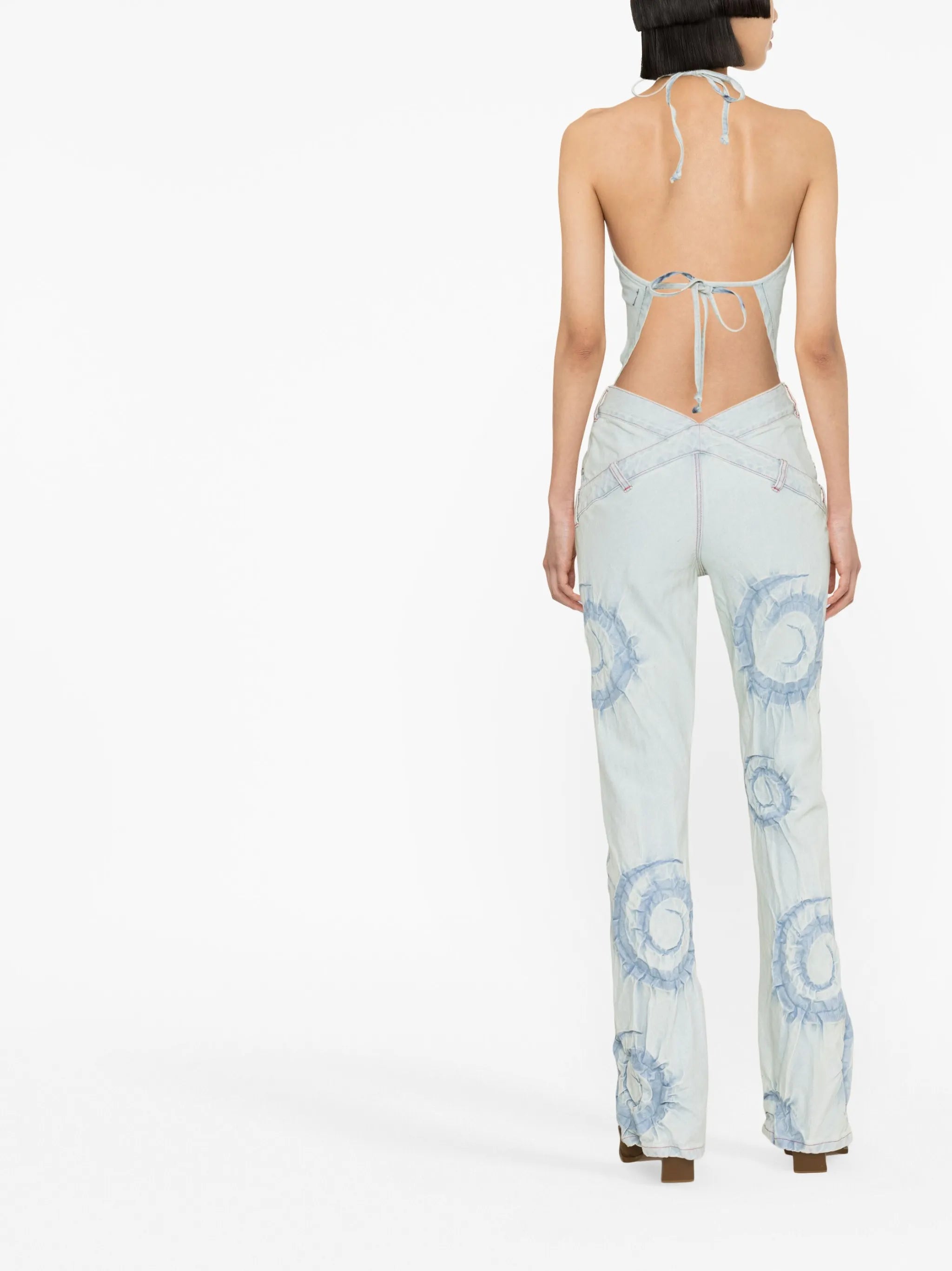 swirl-print straight-leg jeans