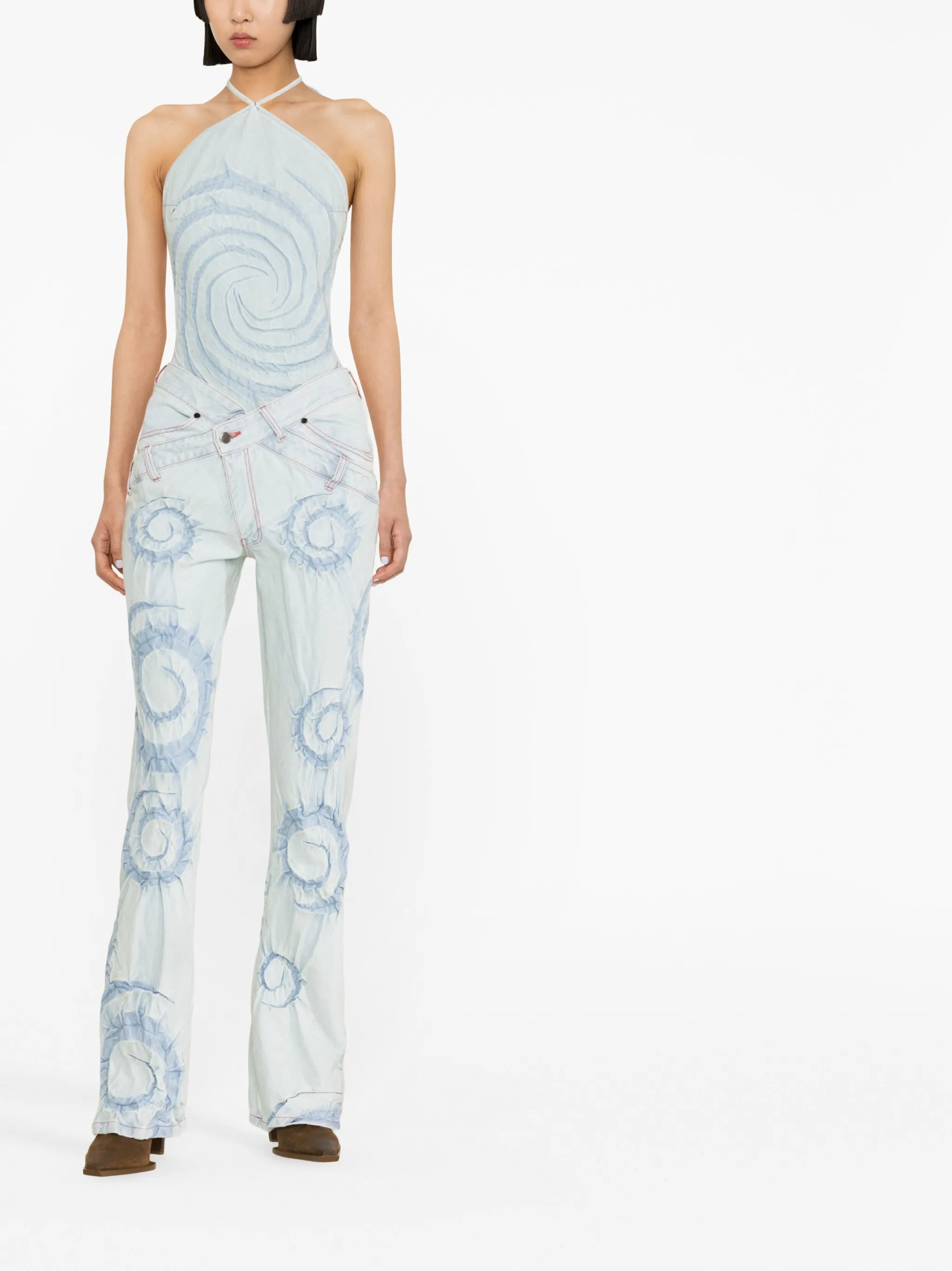 swirl-print straight-leg jeans