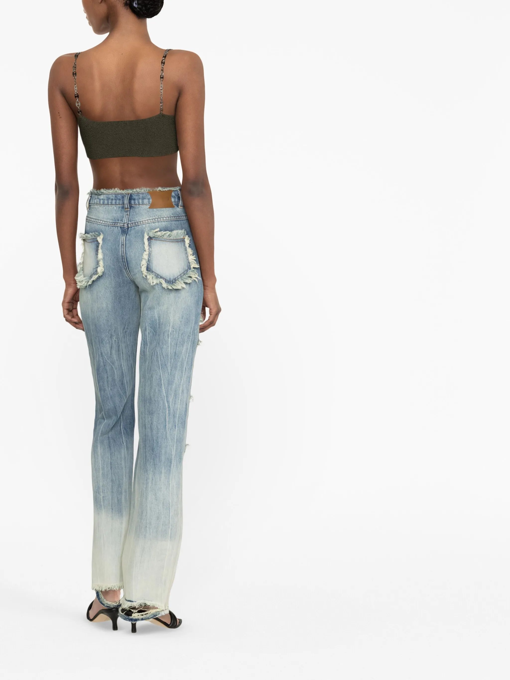 distressed-effect straight-leg jeans