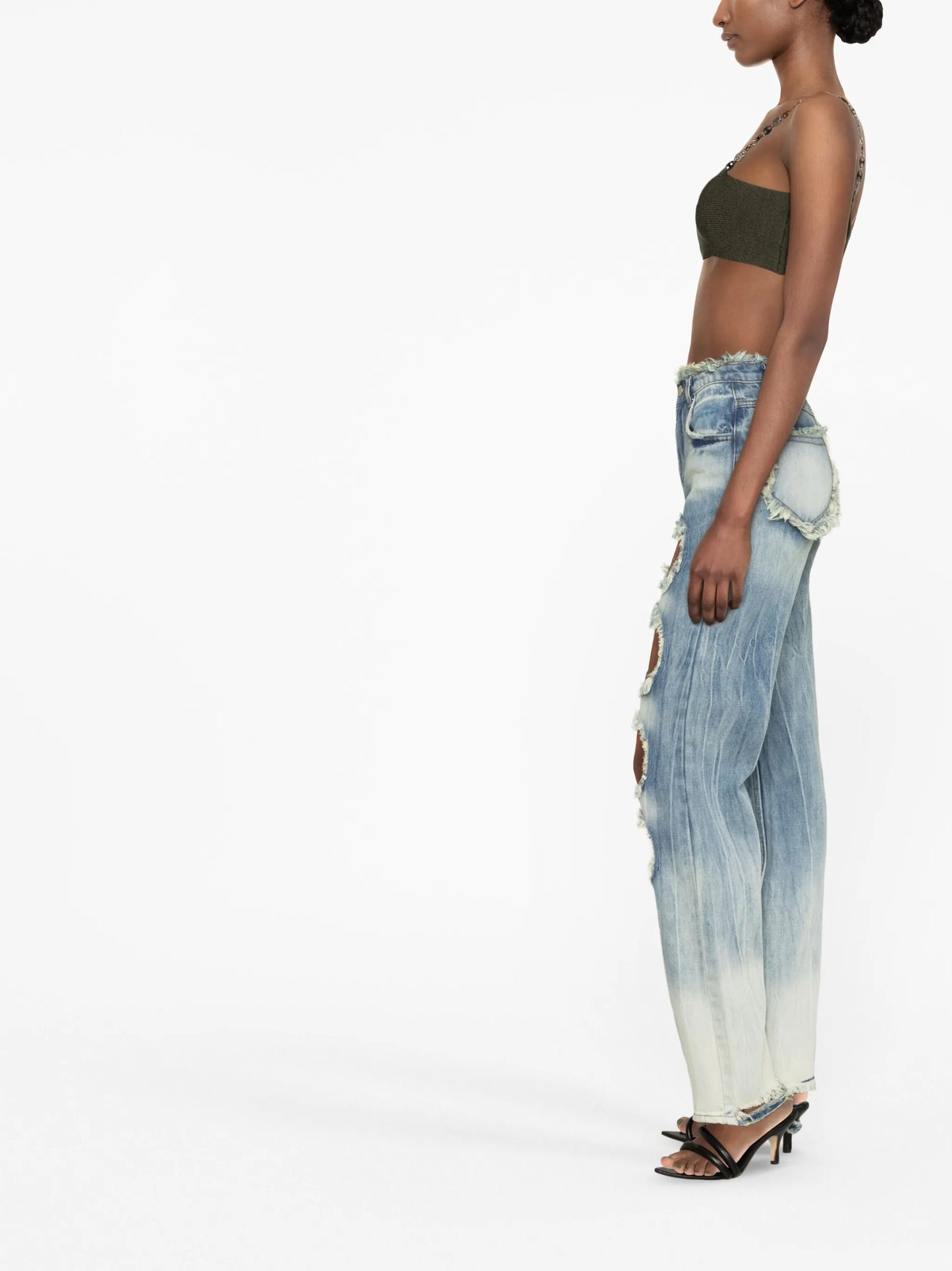 distressed-effect straight-leg jeans