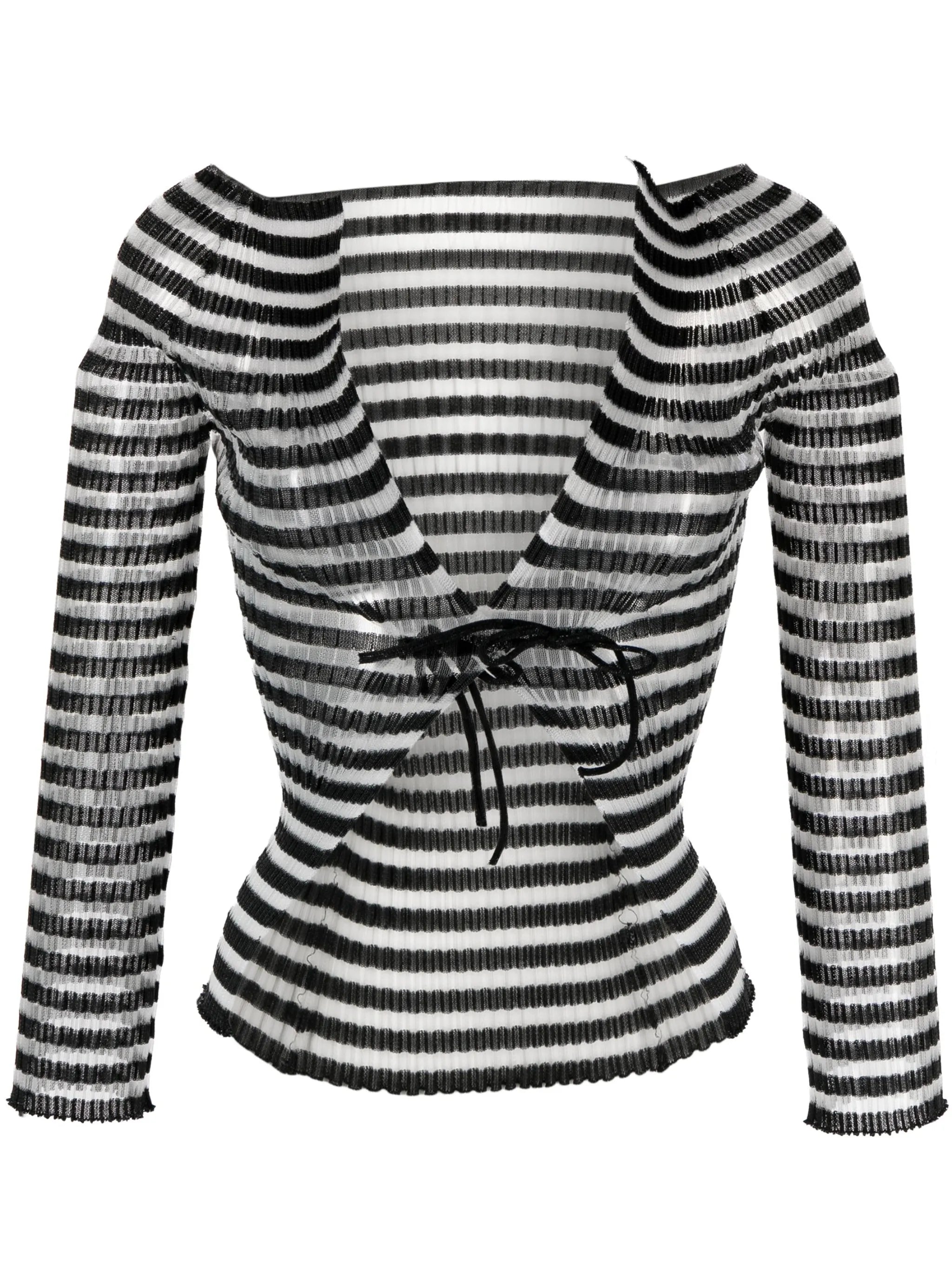 tie-fastening striped top