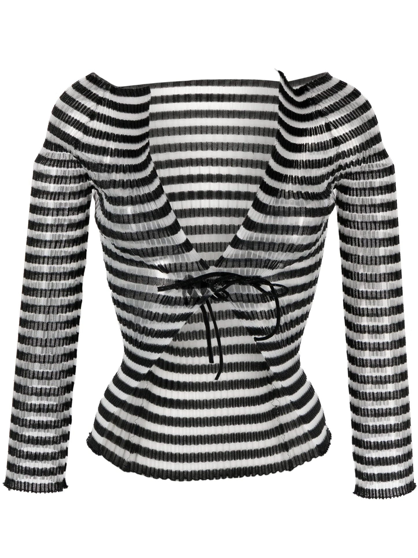 tie-fastening striped top
