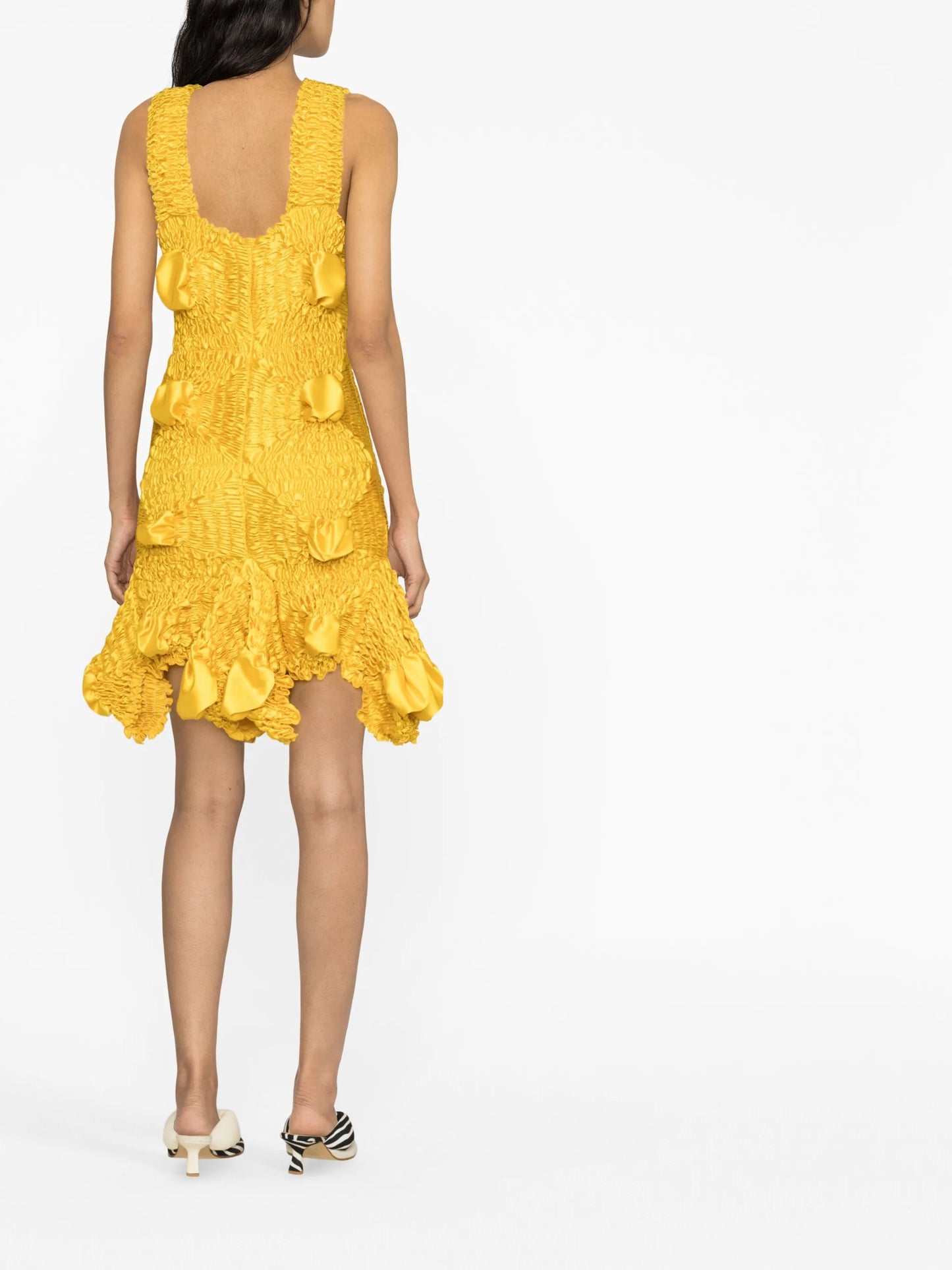 Flared Twist asymmetric shirred dress