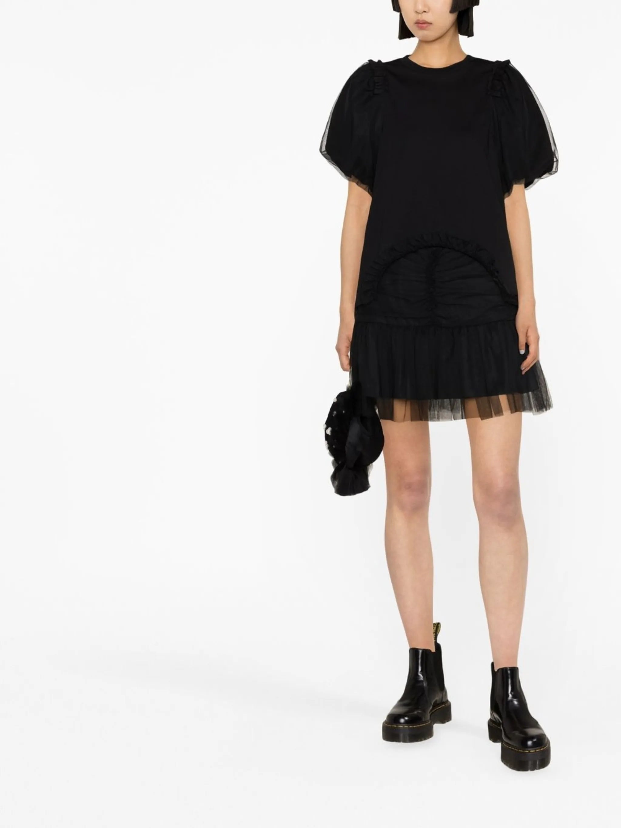 ruffle-detail asymmetric T-shirt