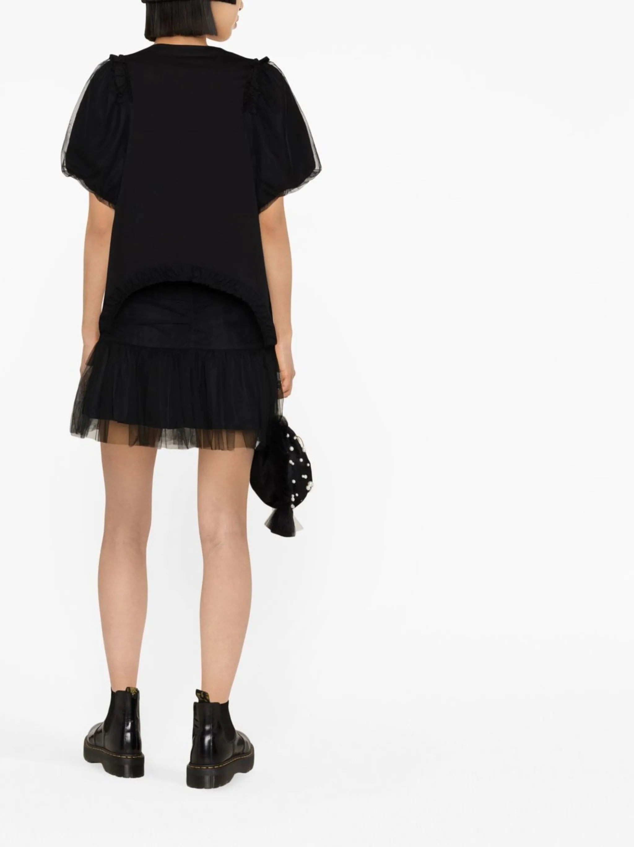 ruffle-detail asymmetric T-shirt