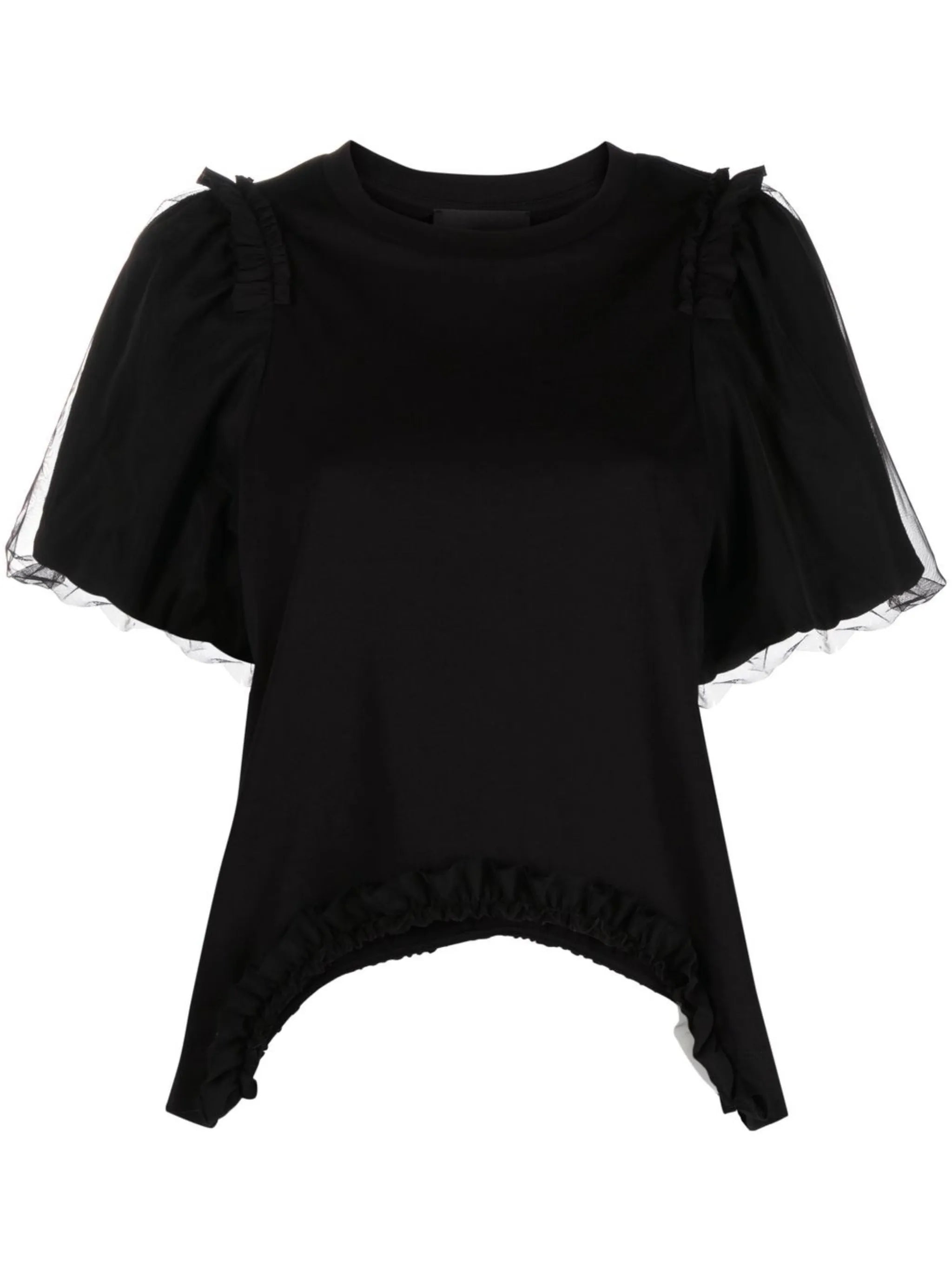 ruffle-detail asymmetric T-shirt