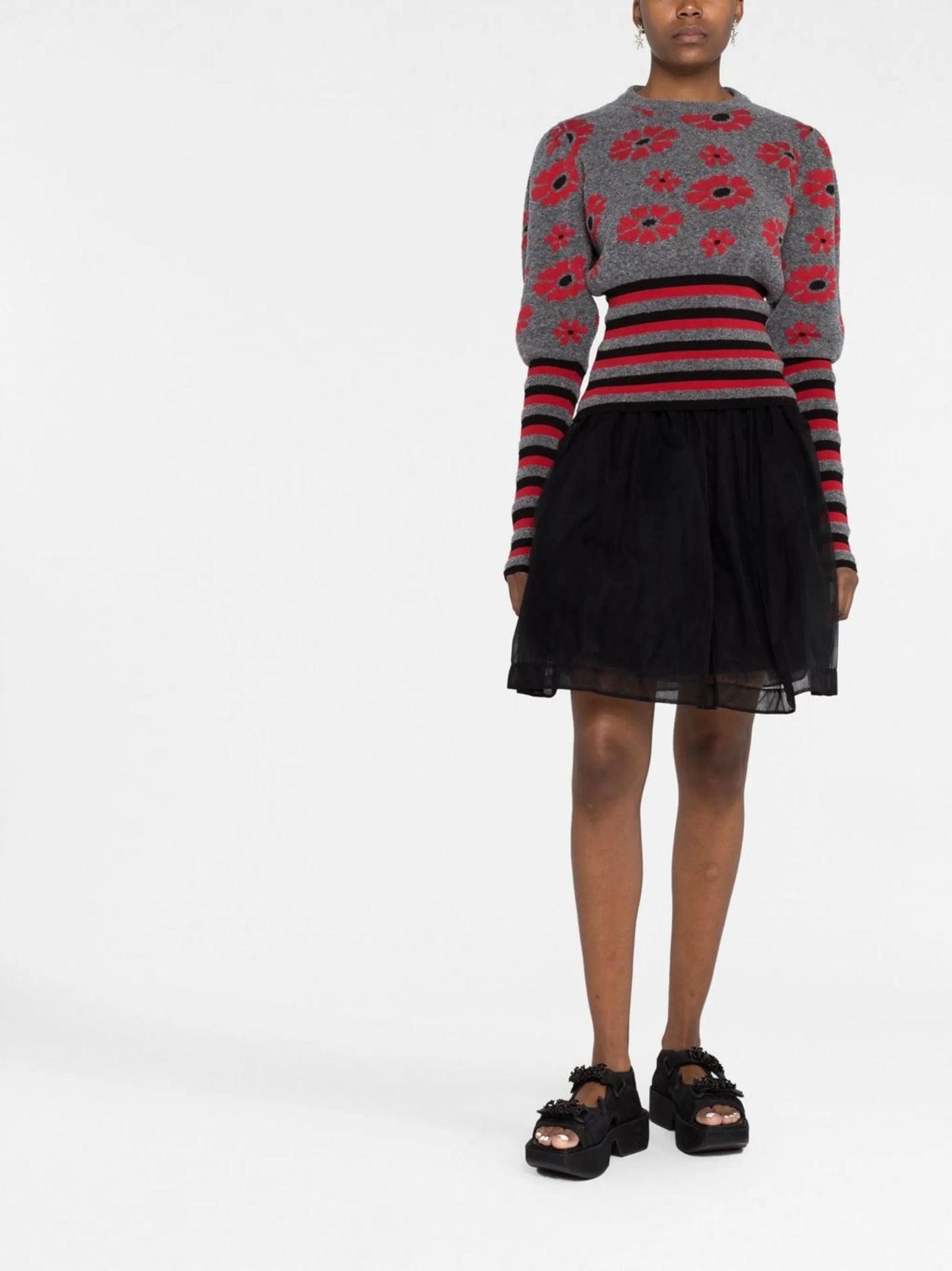 Black High Waisted A-line Skirt