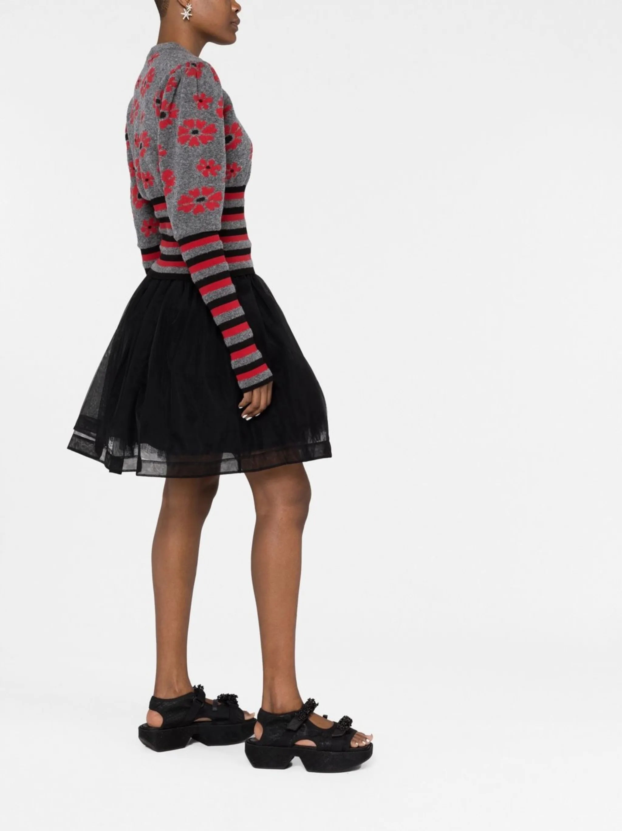 Black High Waisted A-line Skirt