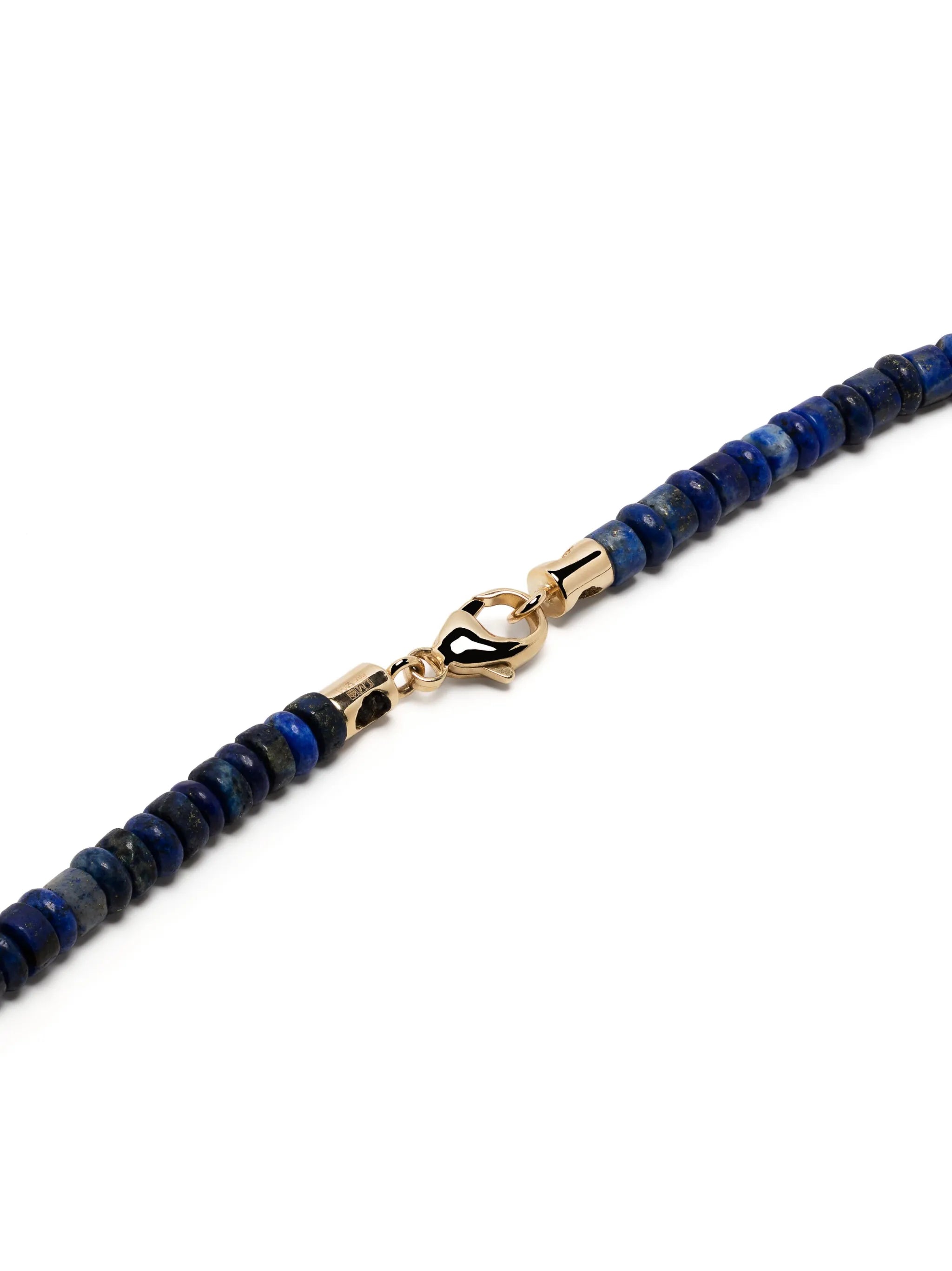 14kt yellow gold Shield lapis lazuli beaded necklace