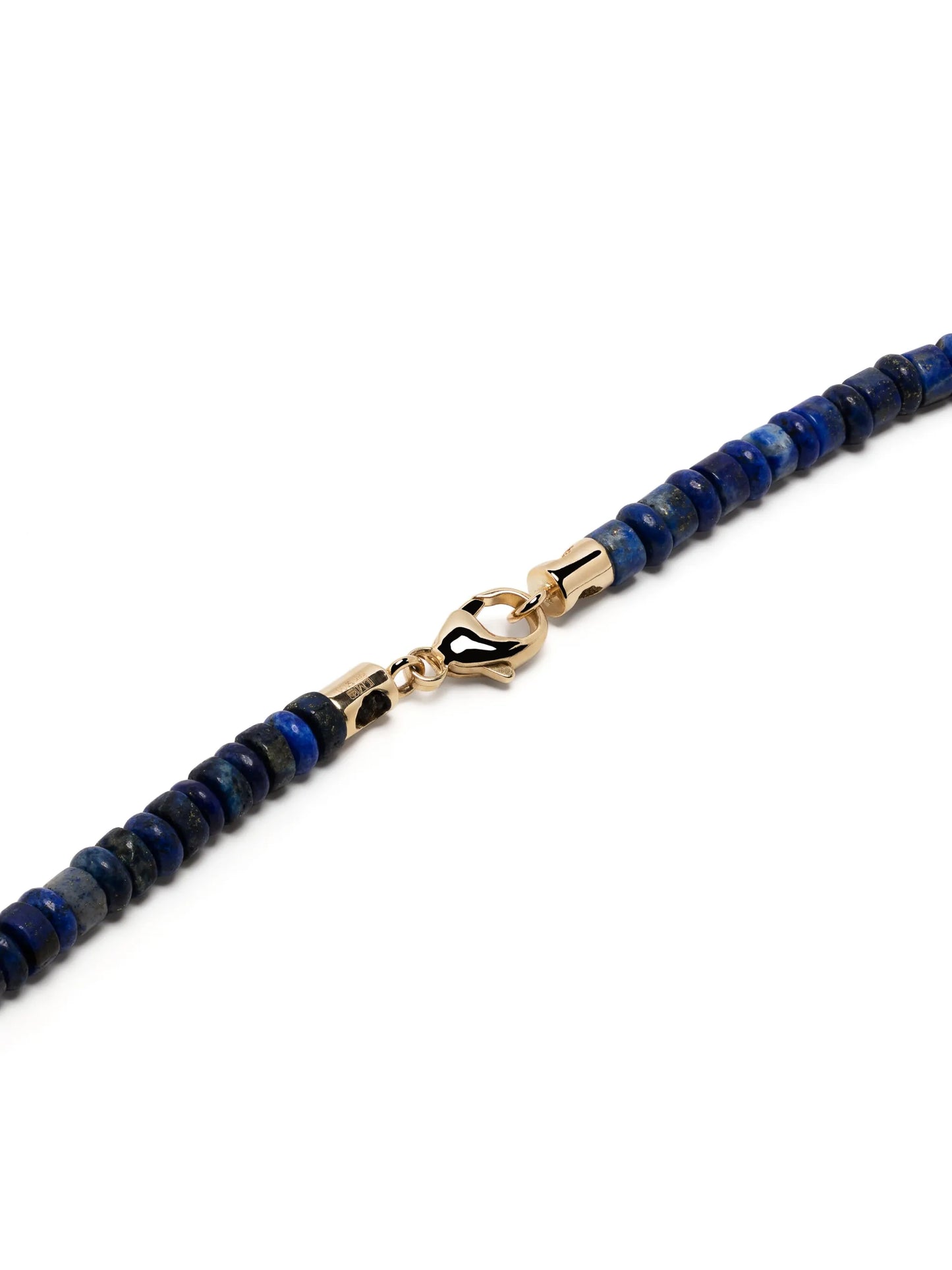 14kt yellow gold Shield lapis lazuli beaded necklace