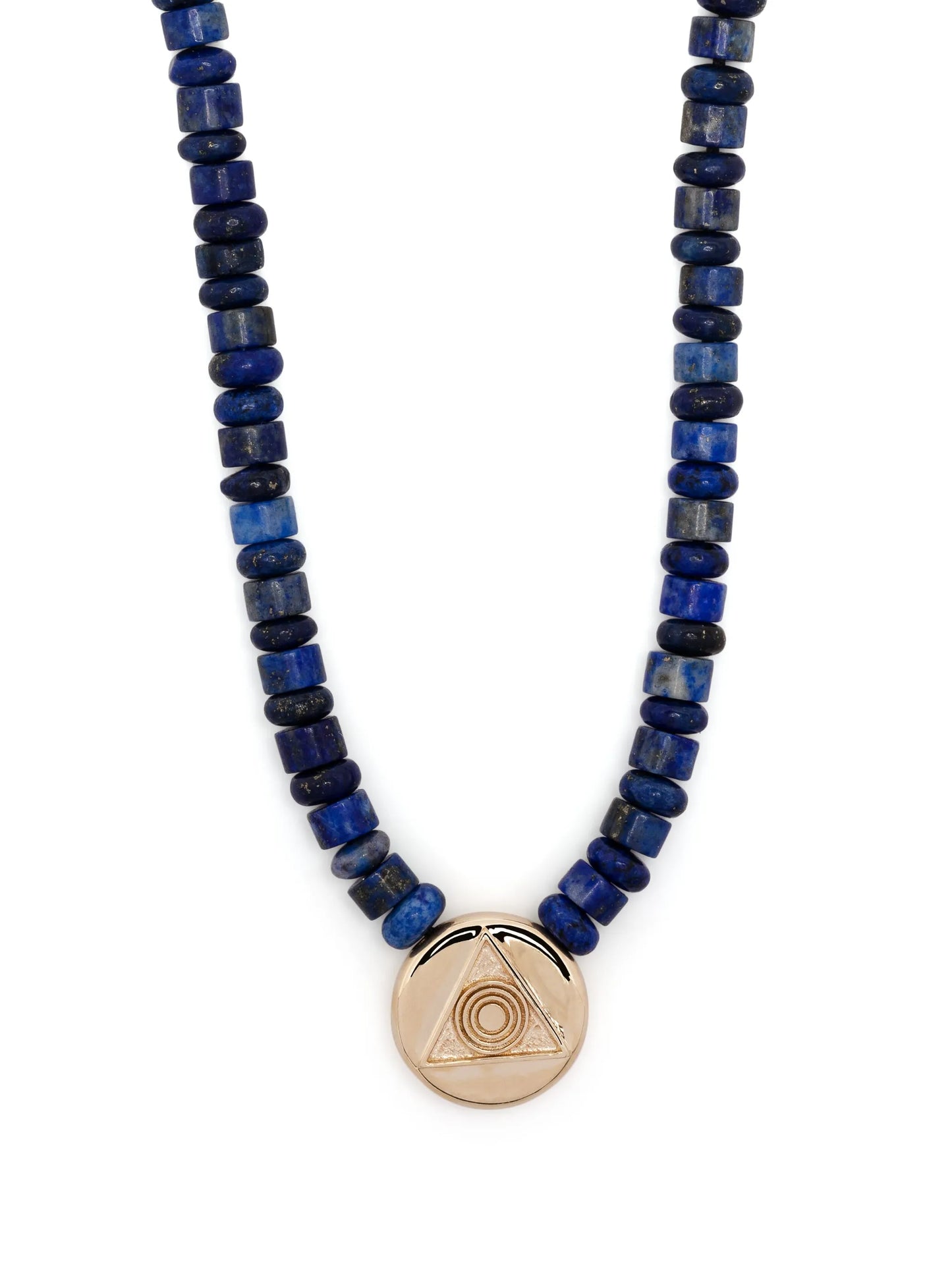14kt yellow gold Shield lapis lazuli beaded necklace