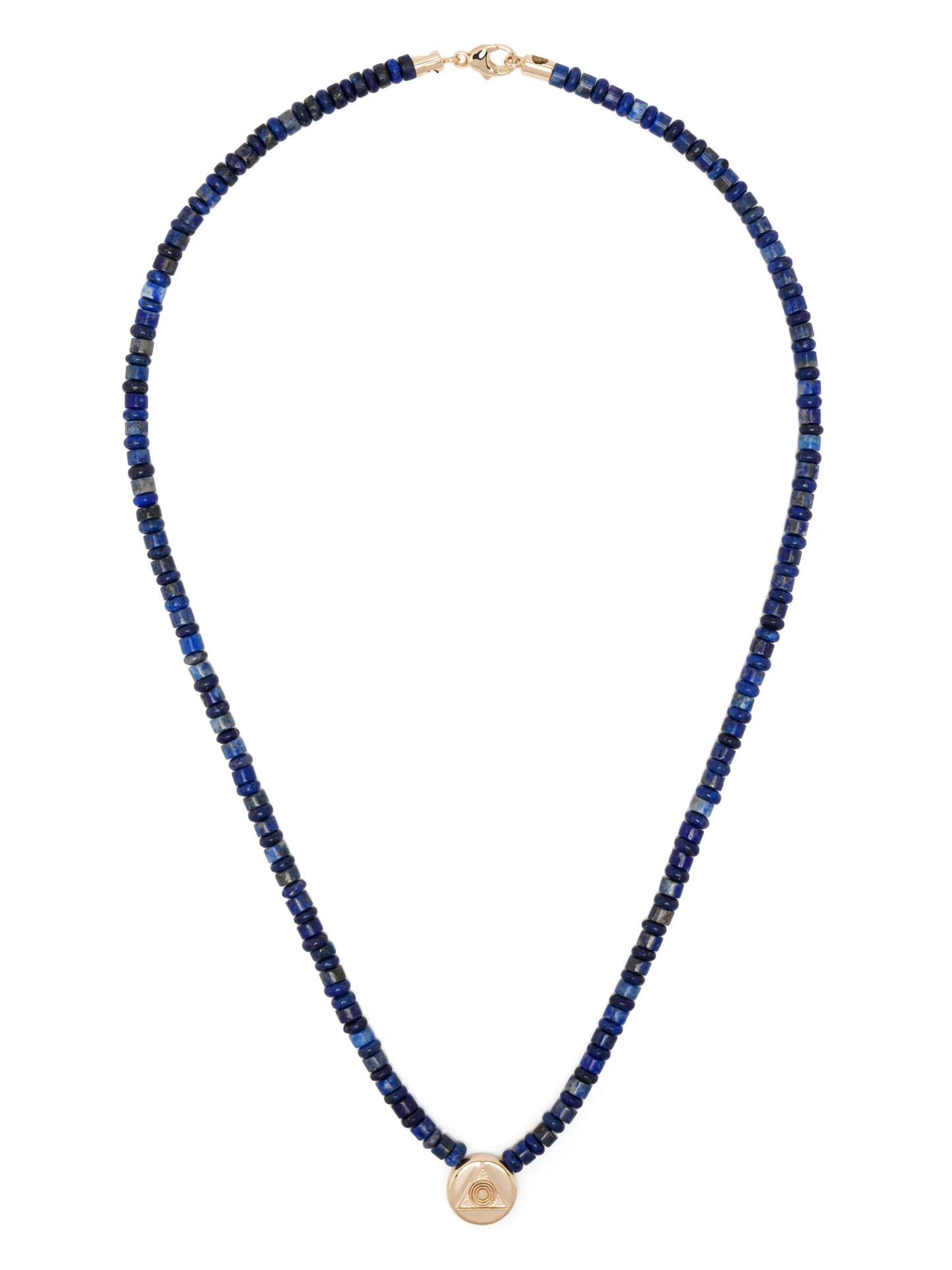 14kt yellow gold Shield lapis lazuli beaded necklace