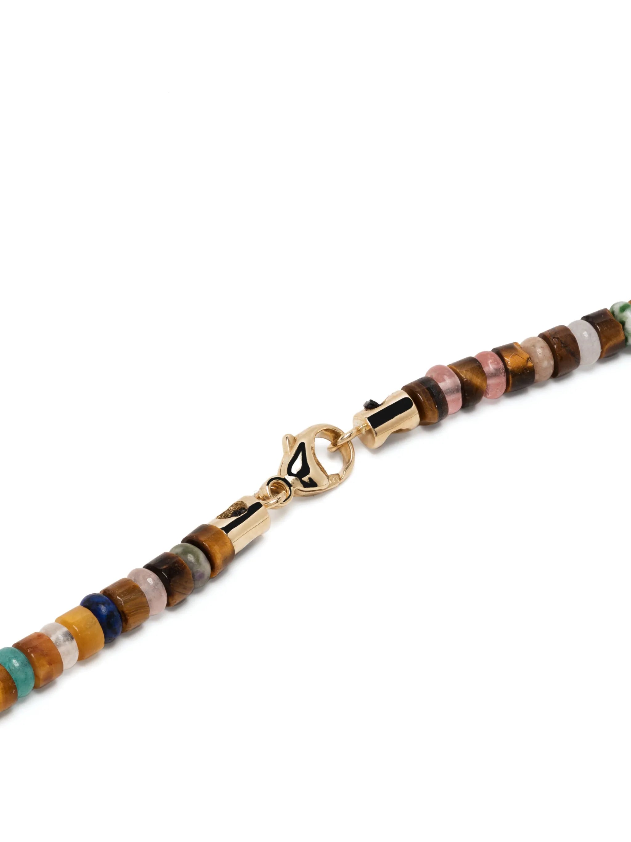 14kt yellow gold Shield Pendant beaded necklace