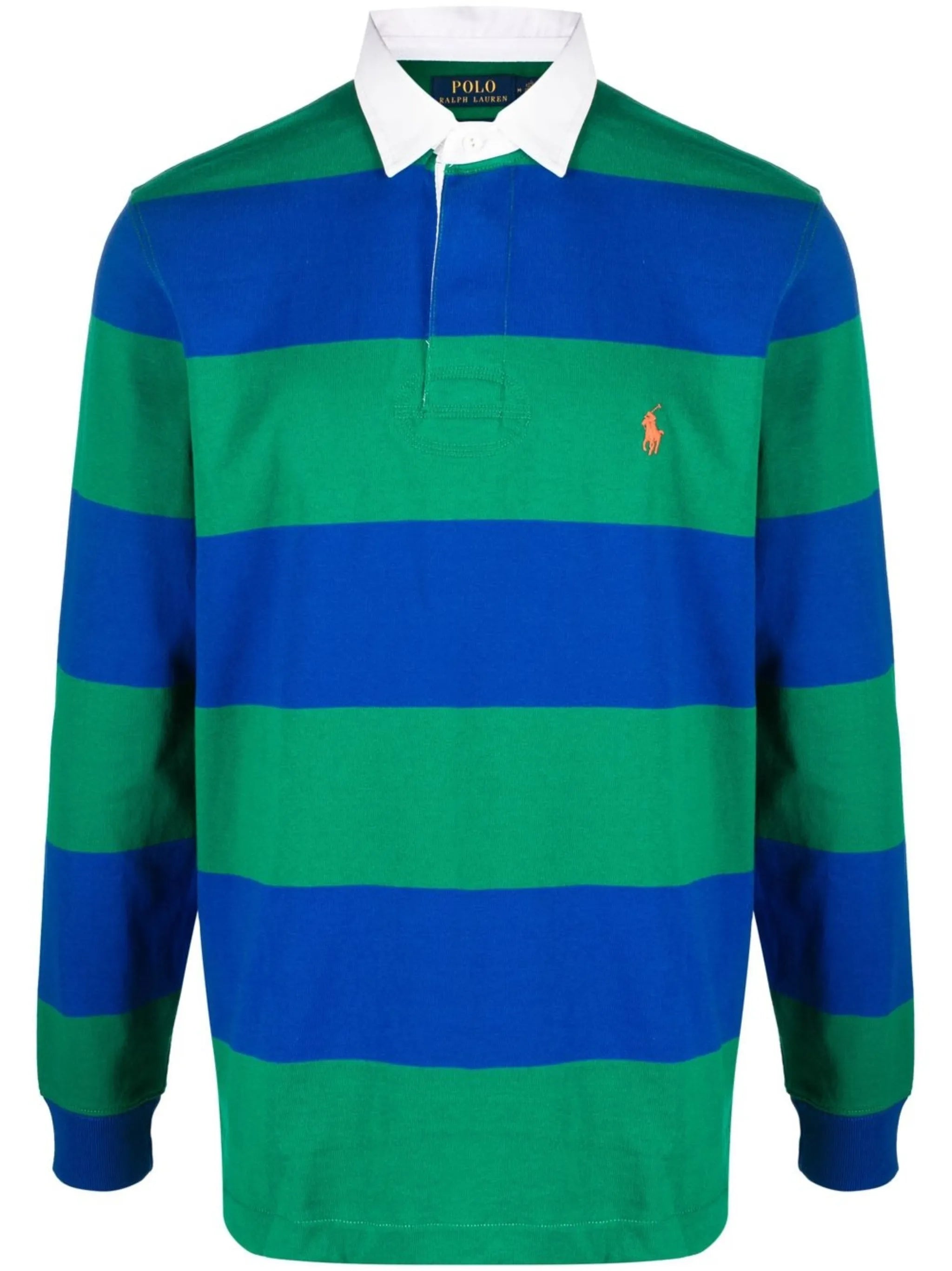 striped logo-embroidered rugby shirt