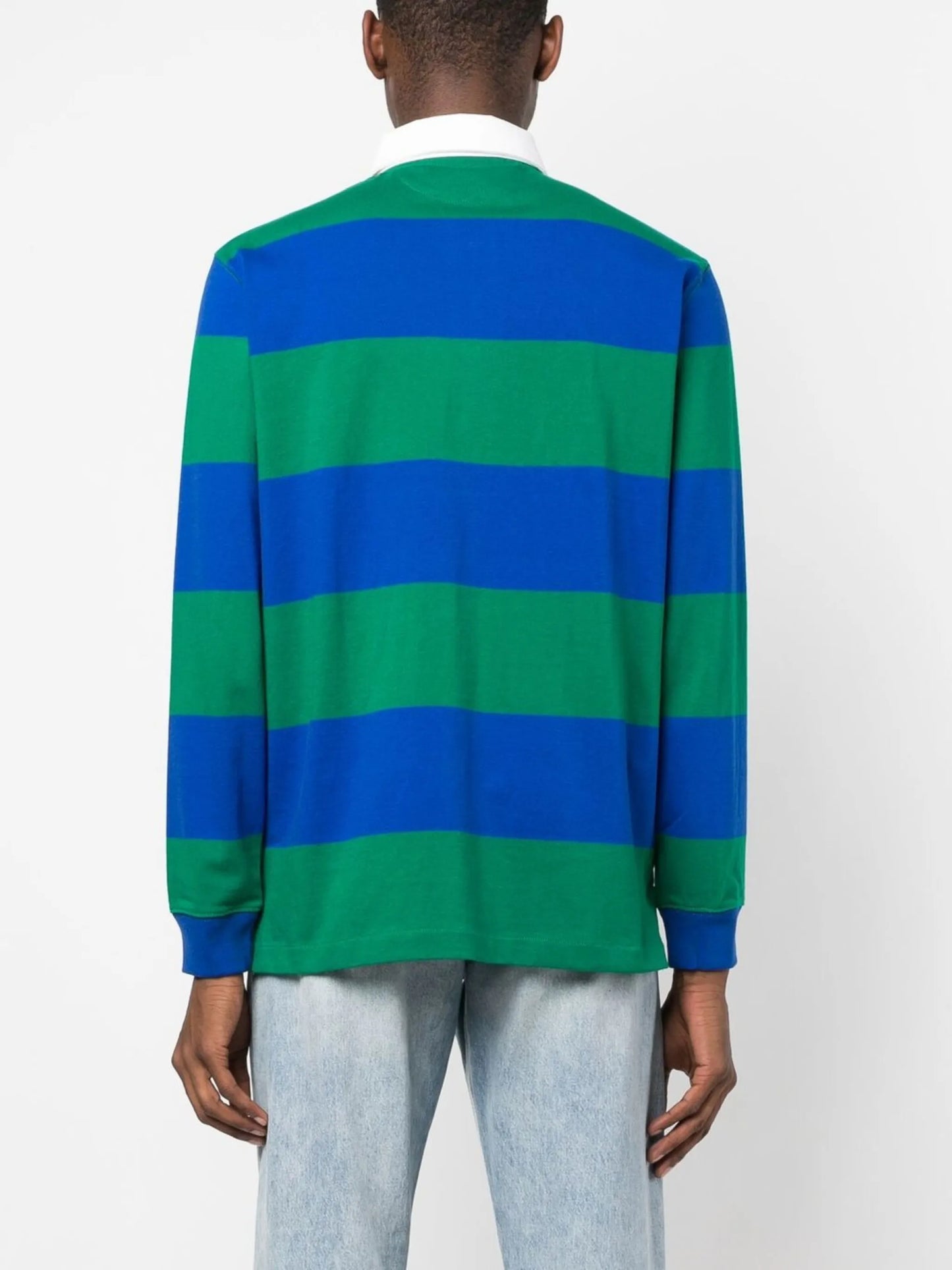 striped logo-embroidered rugby shirt