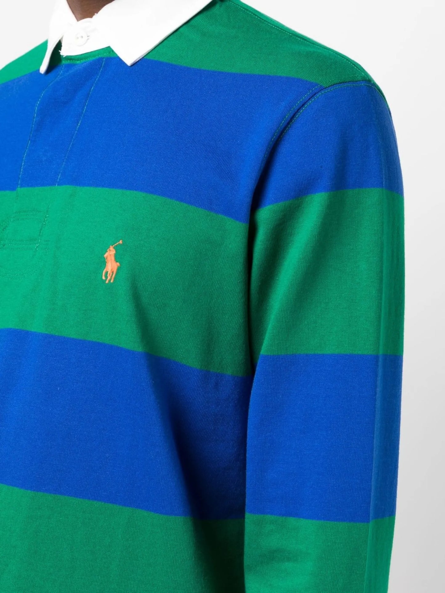 striped logo-embroidered rugby shirt