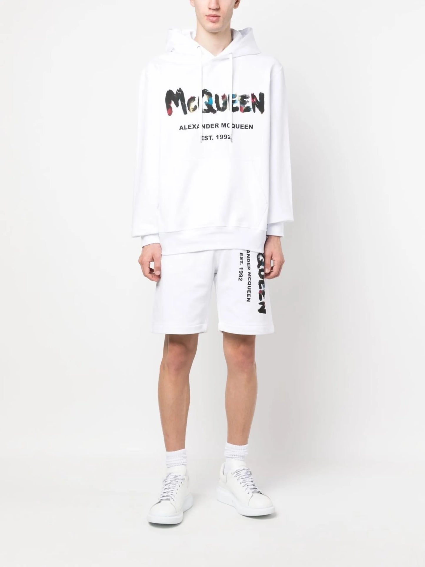 Graffiti-print cotton hoodie