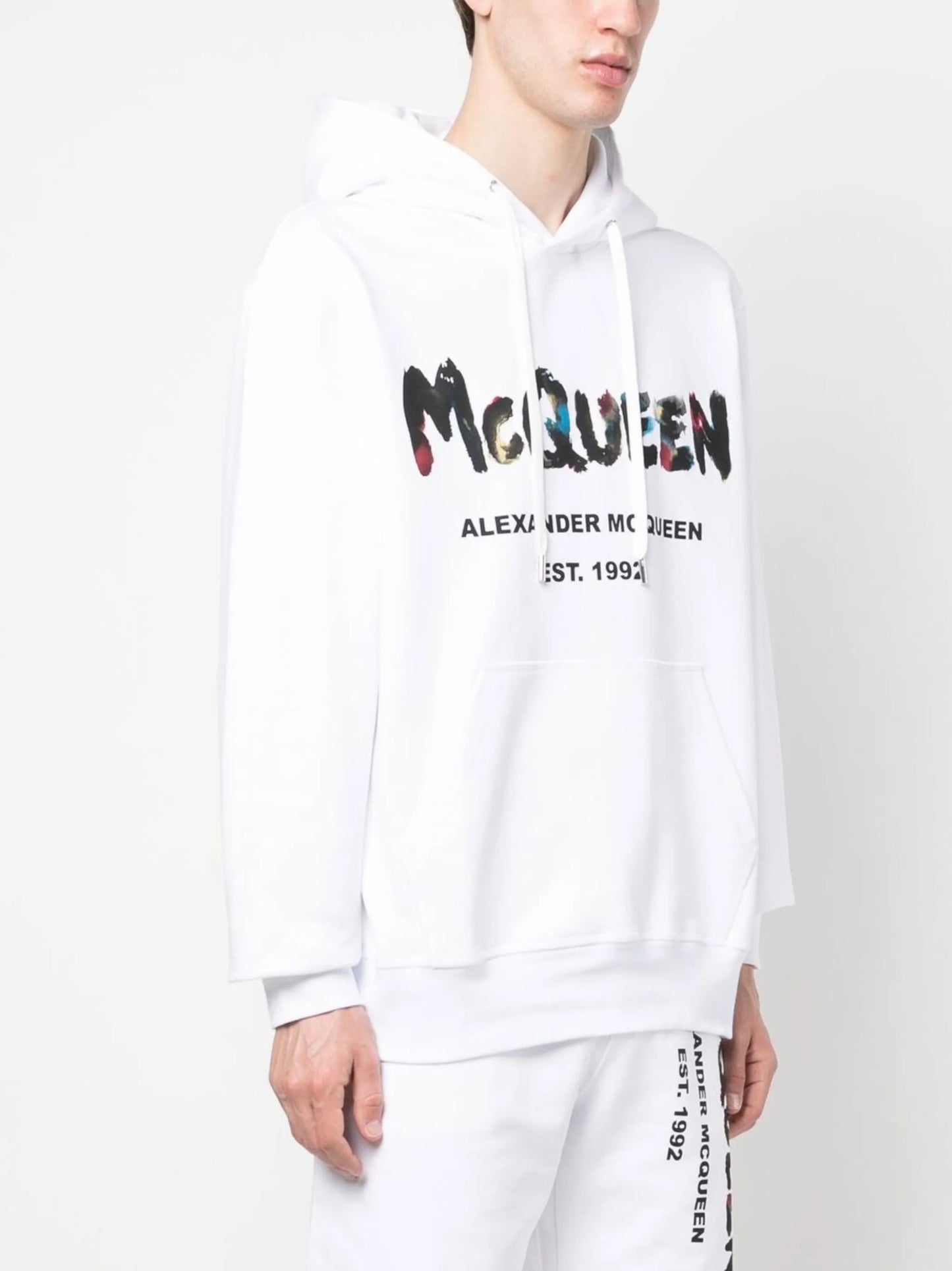 Graffiti-print cotton hoodie