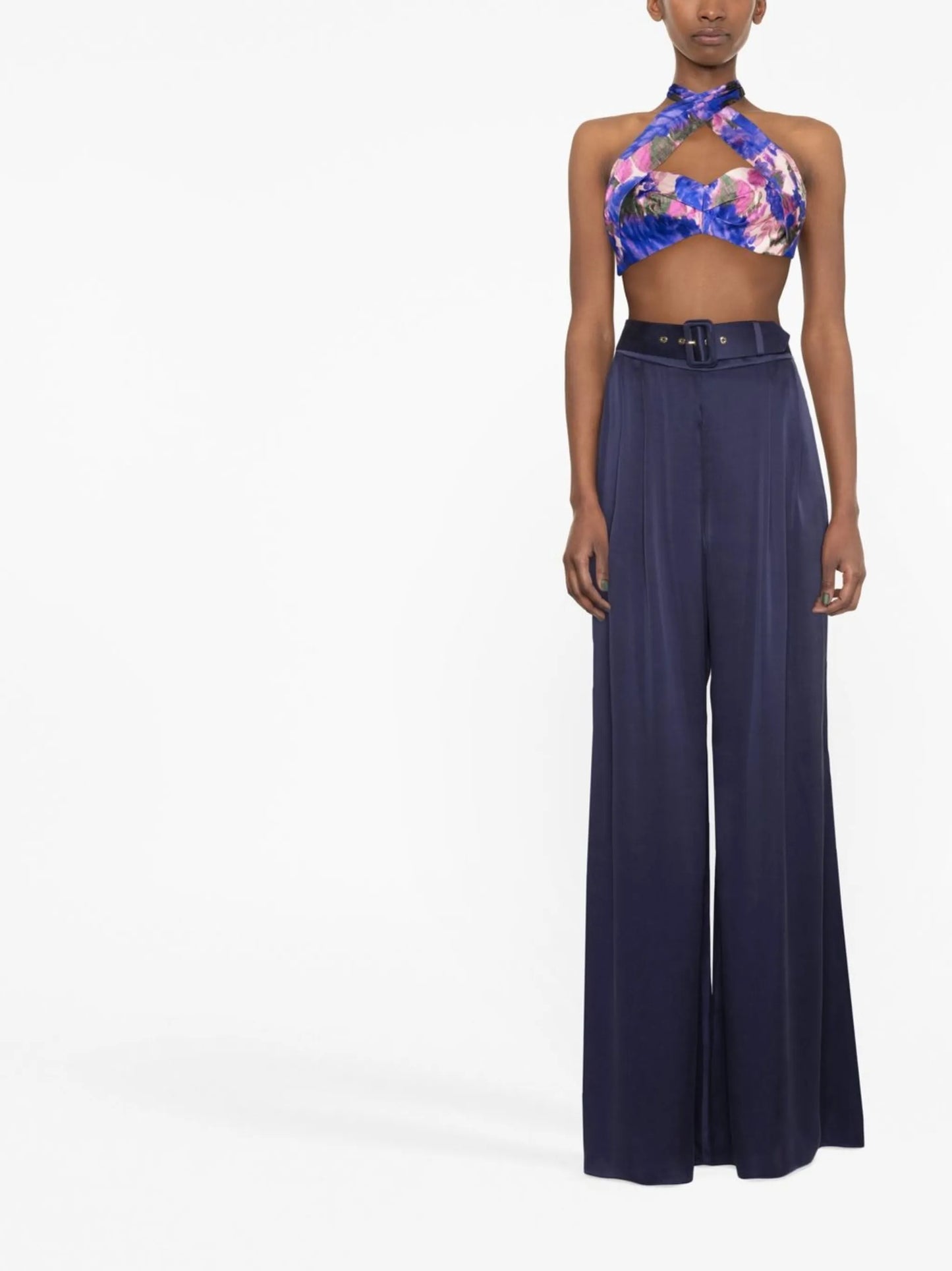 belted wide-leg trousers