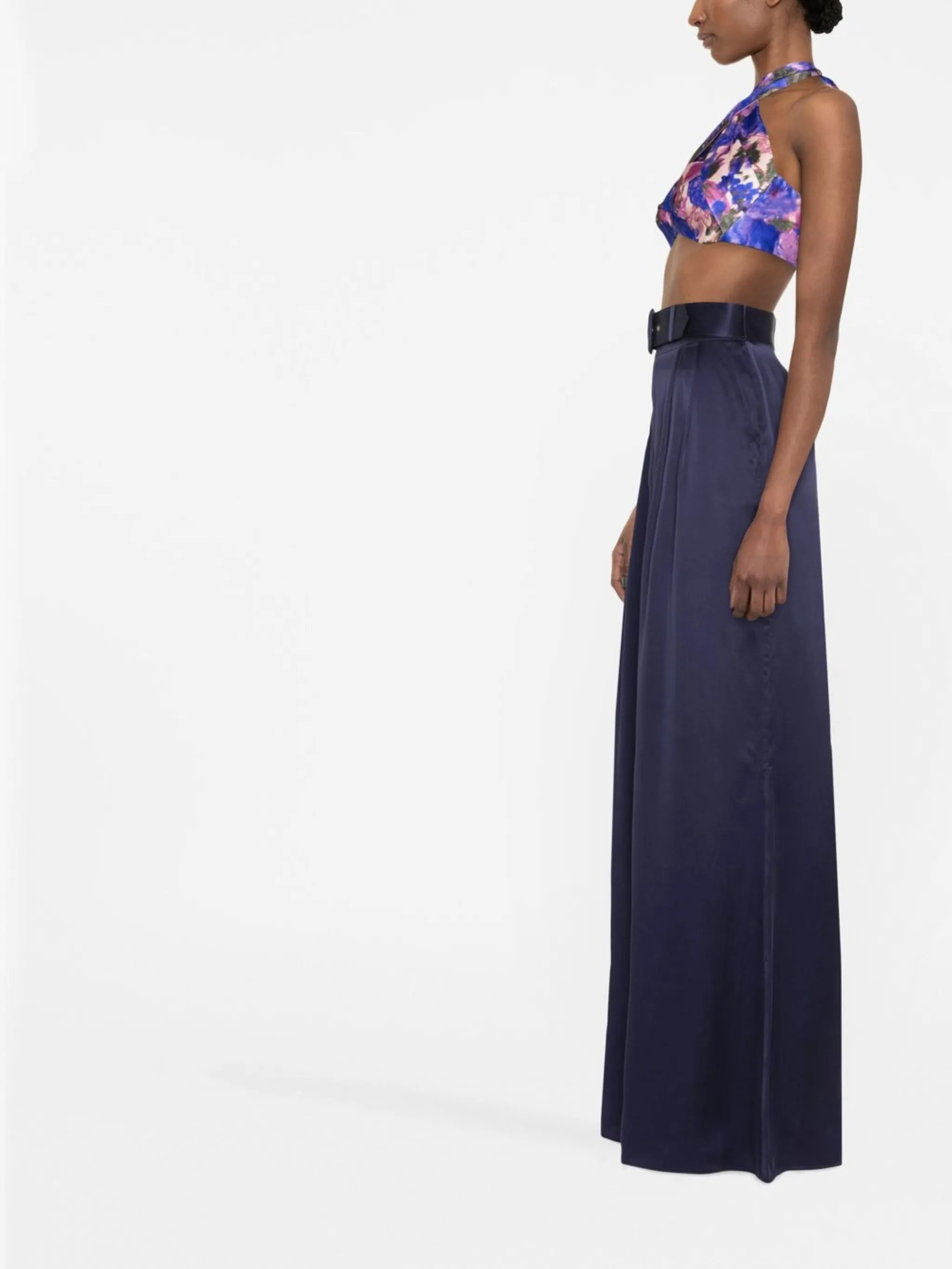 belted wide-leg trousers