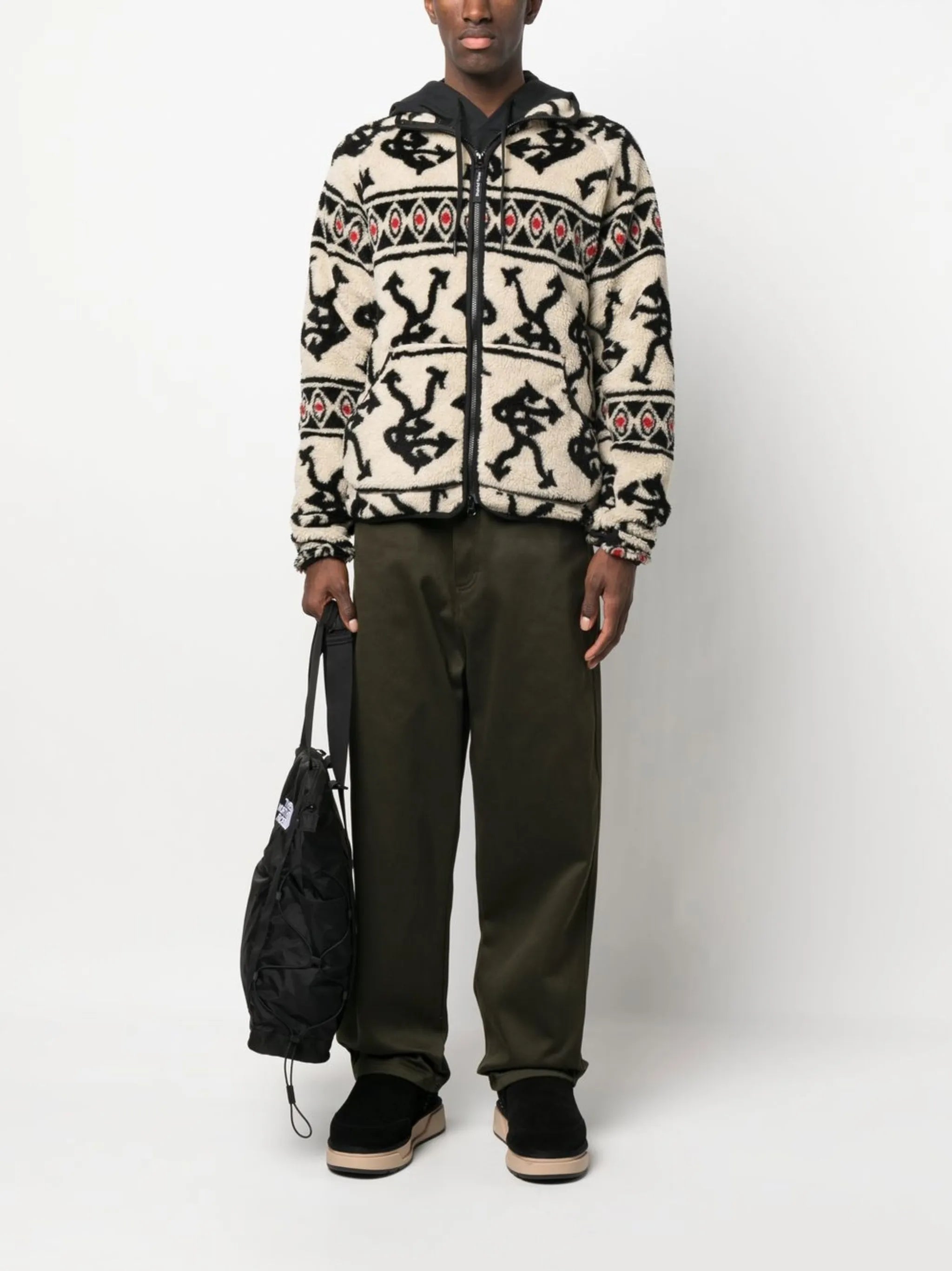graphic-pattern fleece jacket