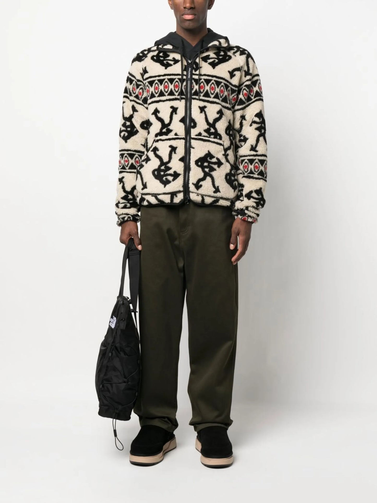graphic-pattern fleece jacket