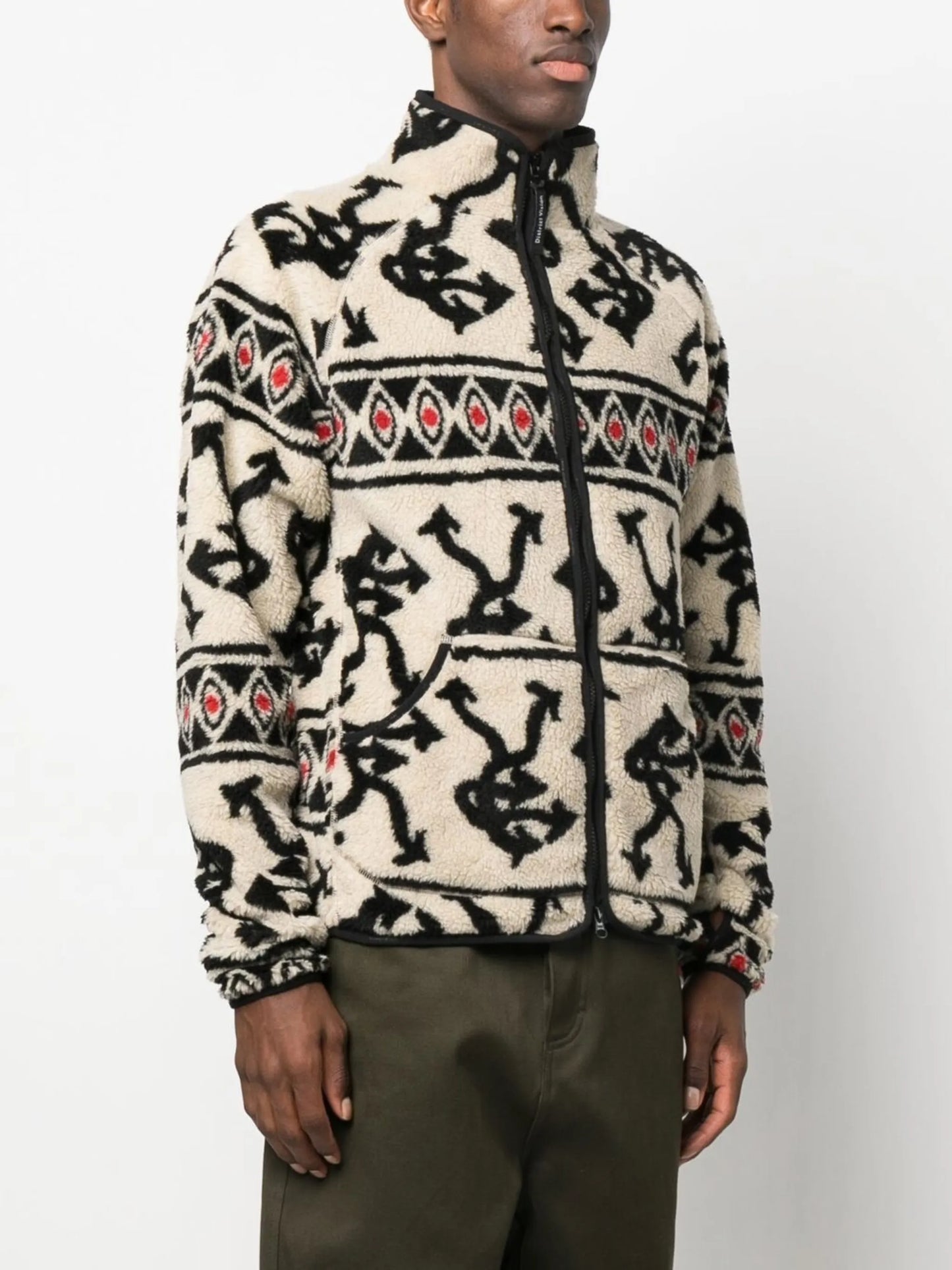 graphic-pattern fleece jacket