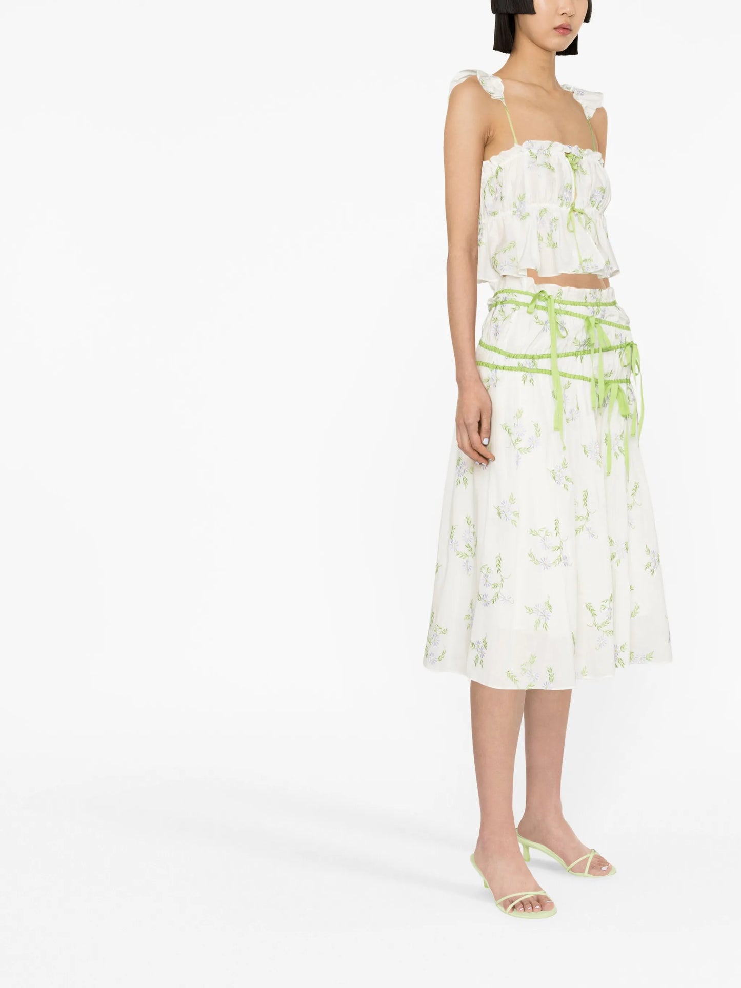 floral-print midi skirt