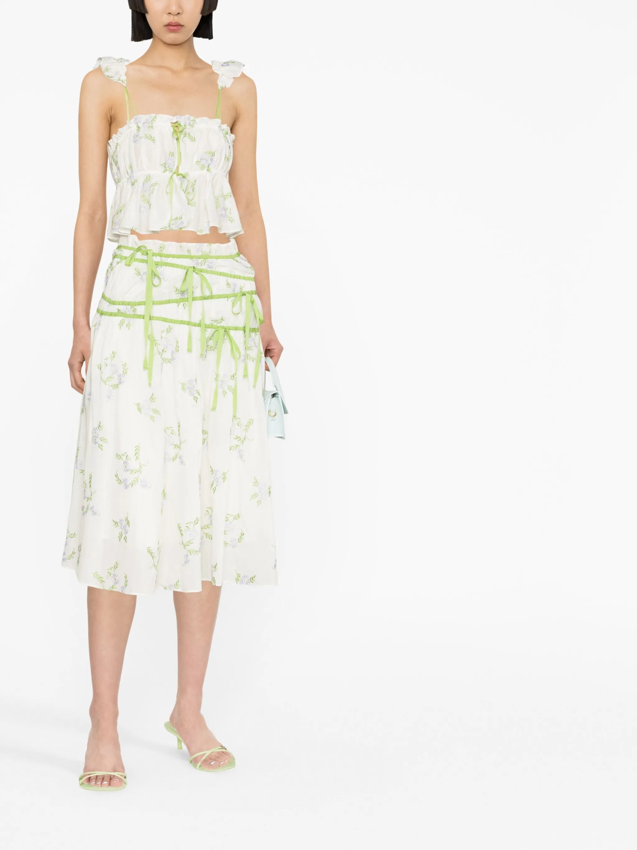 floral-print midi skirt