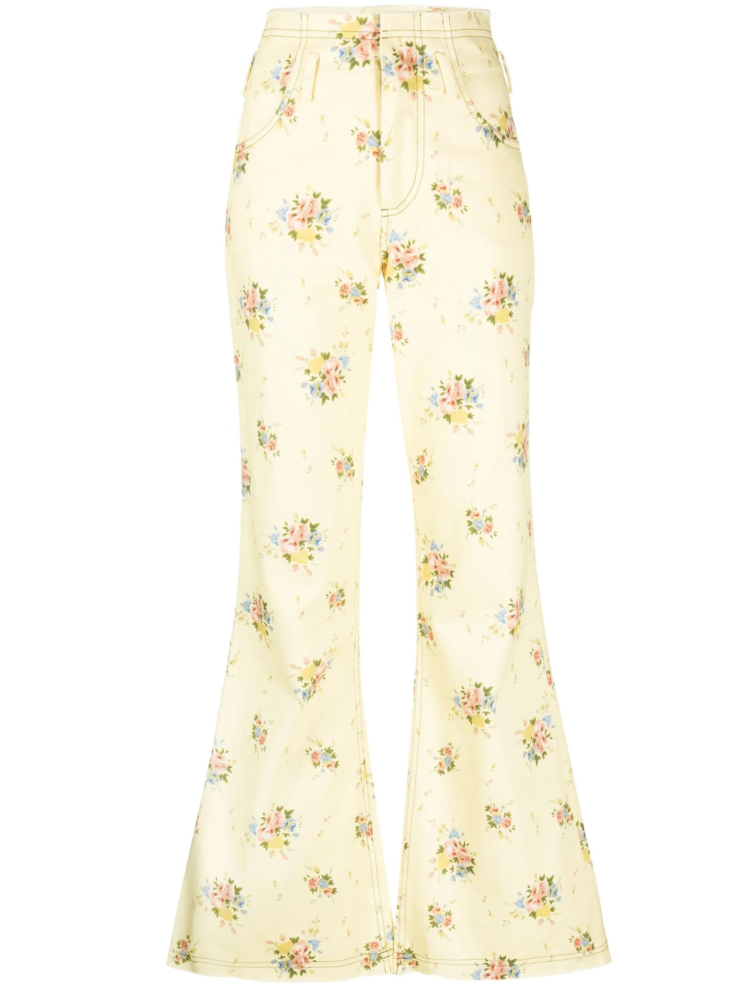 floral-print flared jeans