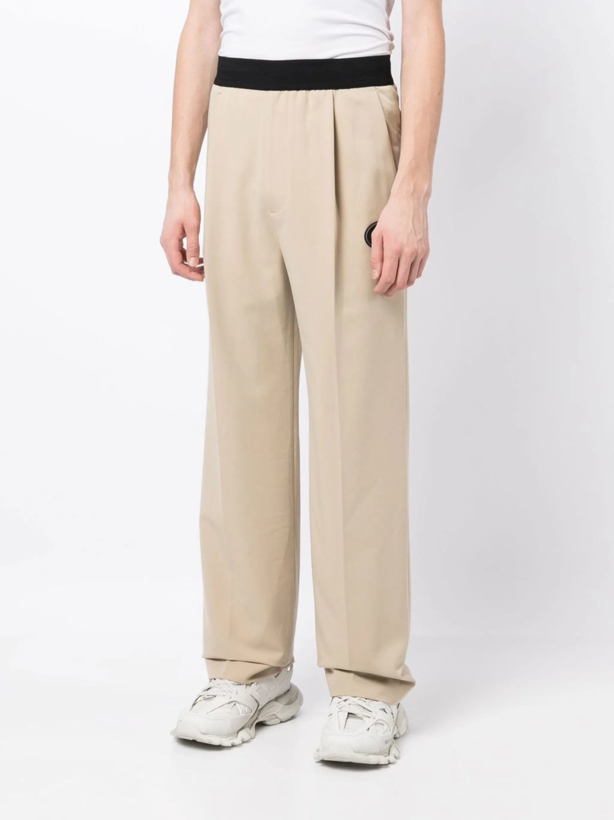 high-waisted pleat-detail trousers