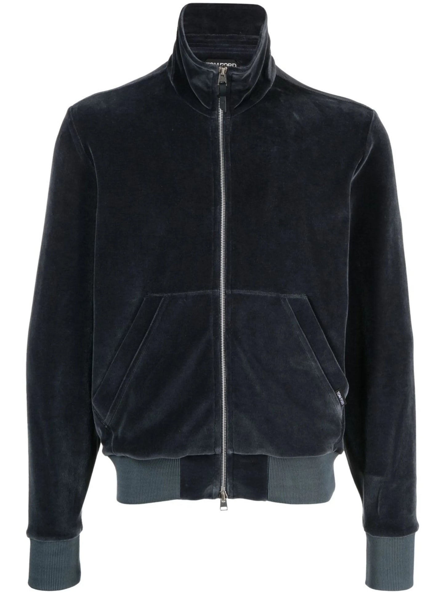 funnel-neck velour zip sweatshirt