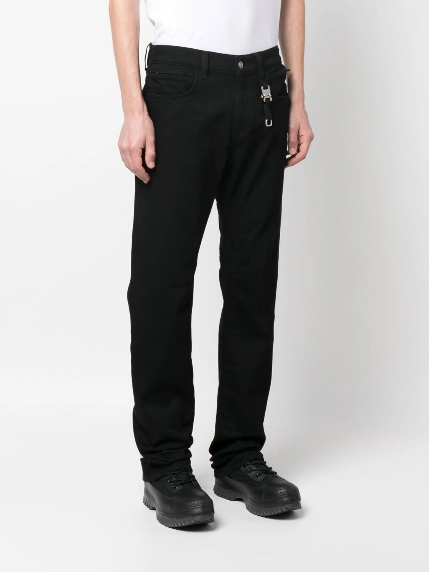 buckle-detail straight-leg jeans