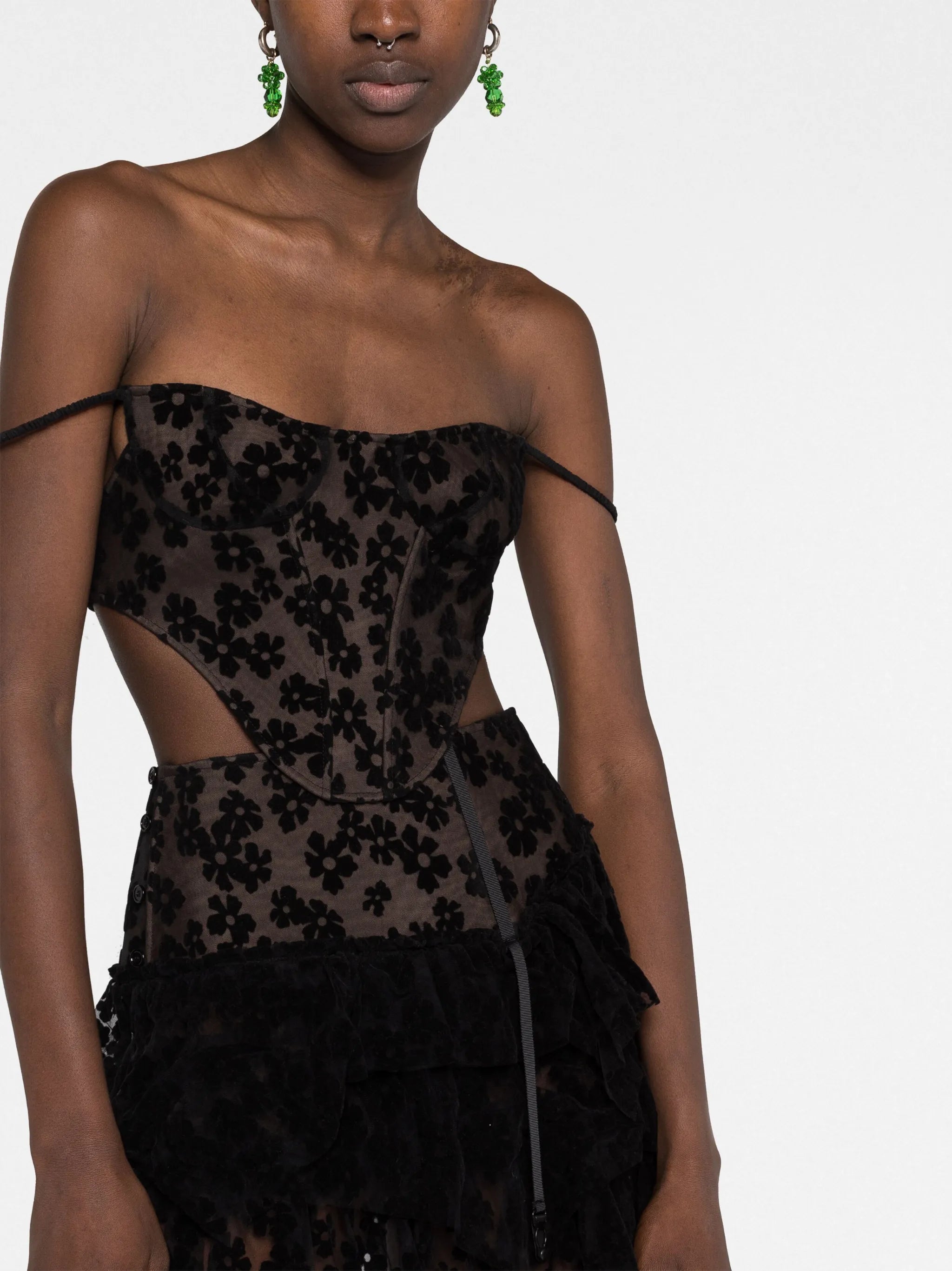 floral flocked corset top
