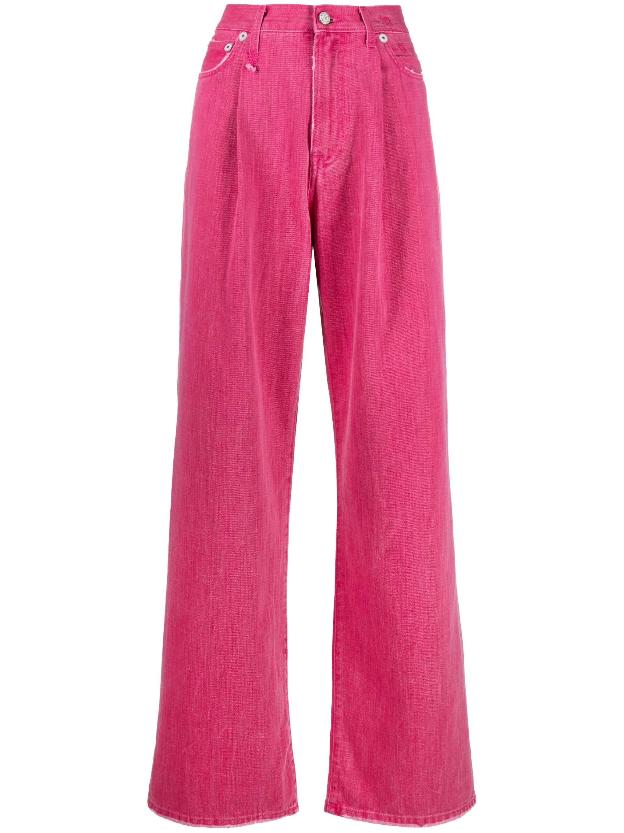pleat-detailed wide-leg jeans