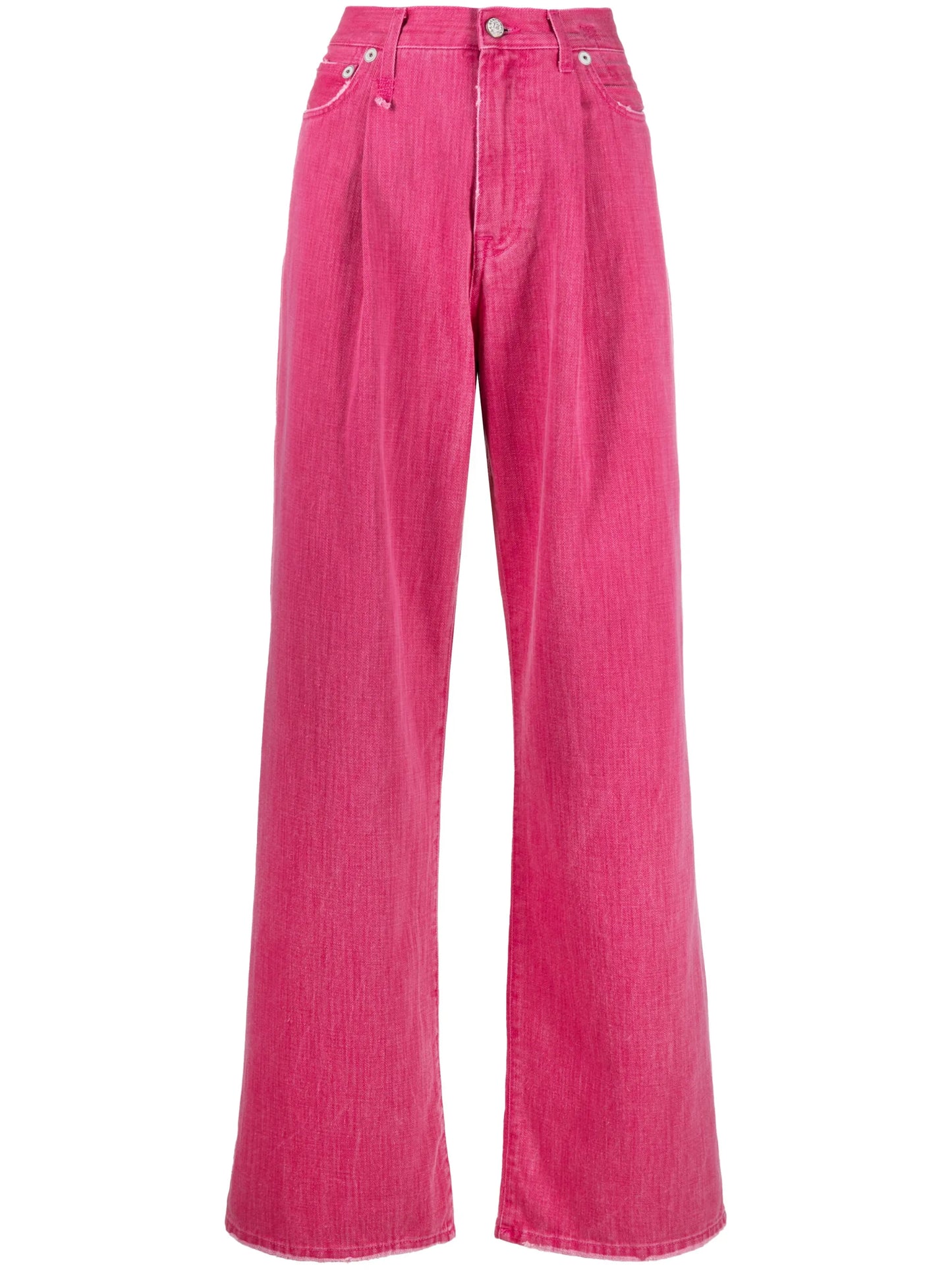 pleat-detailed wide-leg jeans