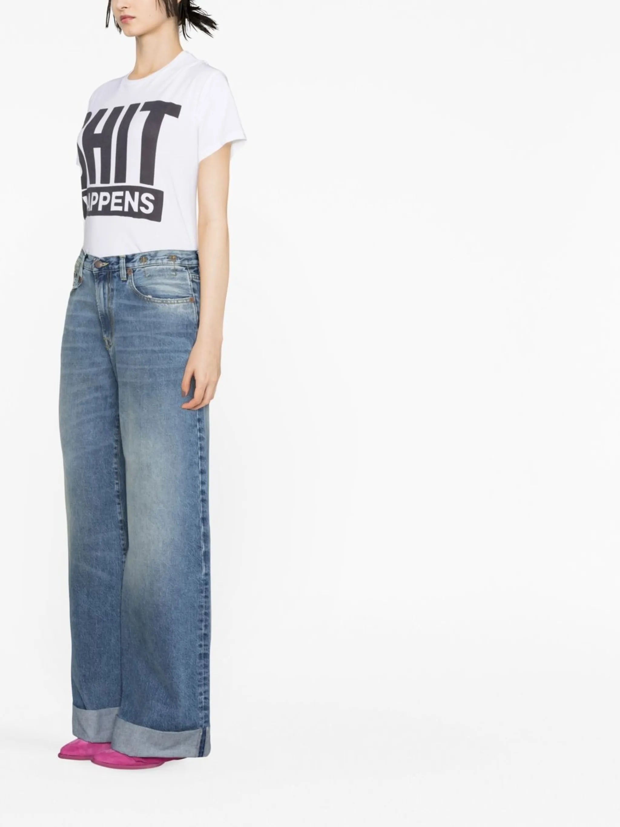 turn-up hem baggy jeans