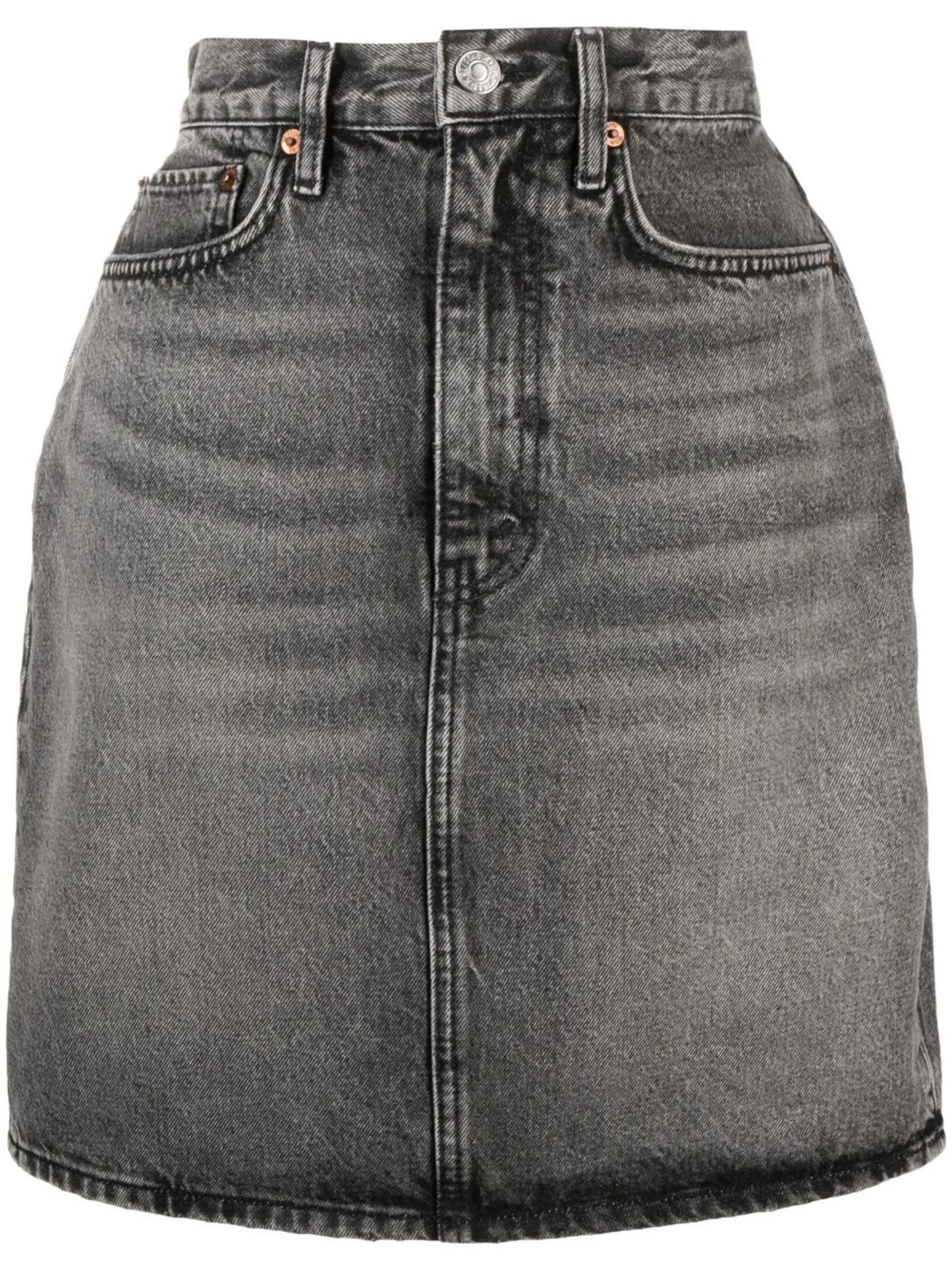 high-rise denim pencil skirt
