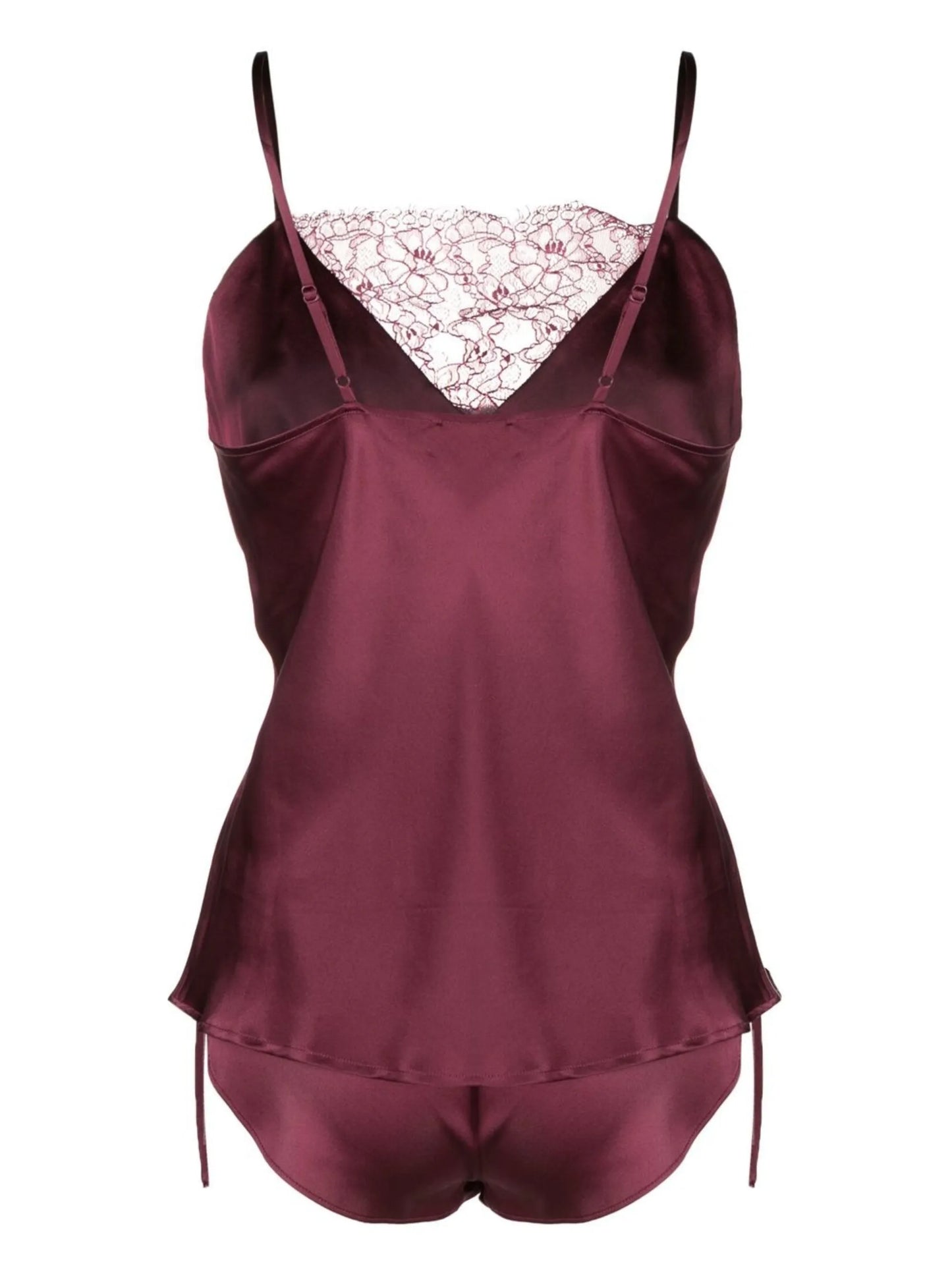 lace-trim silk short set