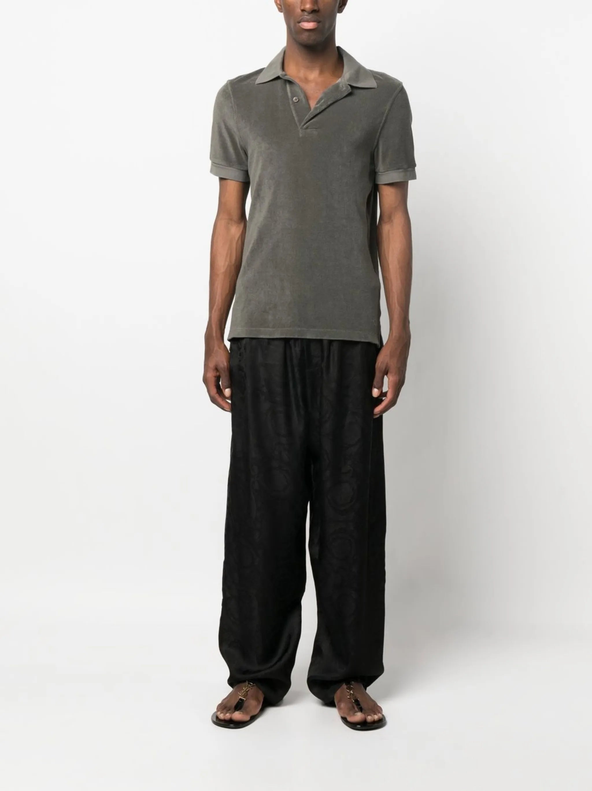 towelling-effect cotton polo shirt