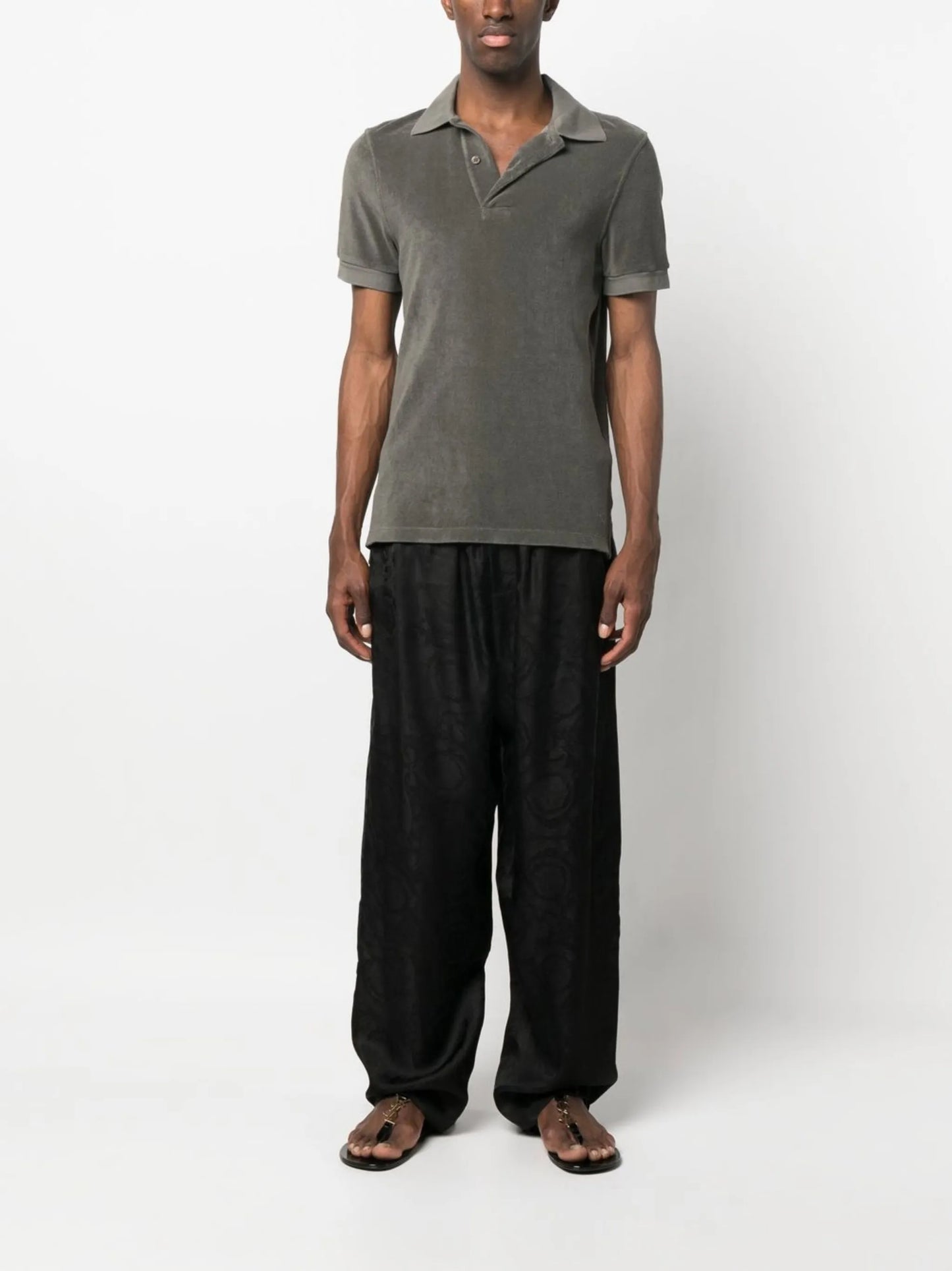 towelling-effect cotton polo shirt