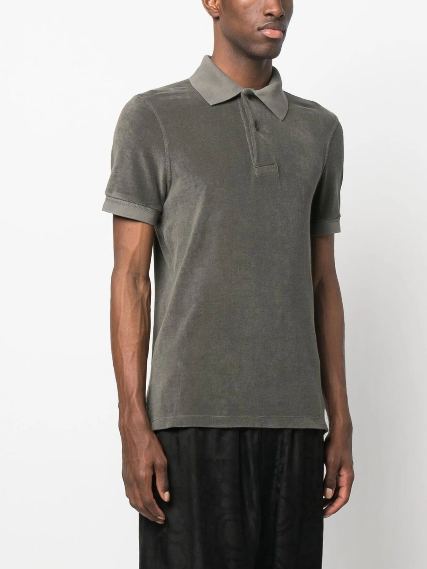 towelling-effect cotton polo shirt