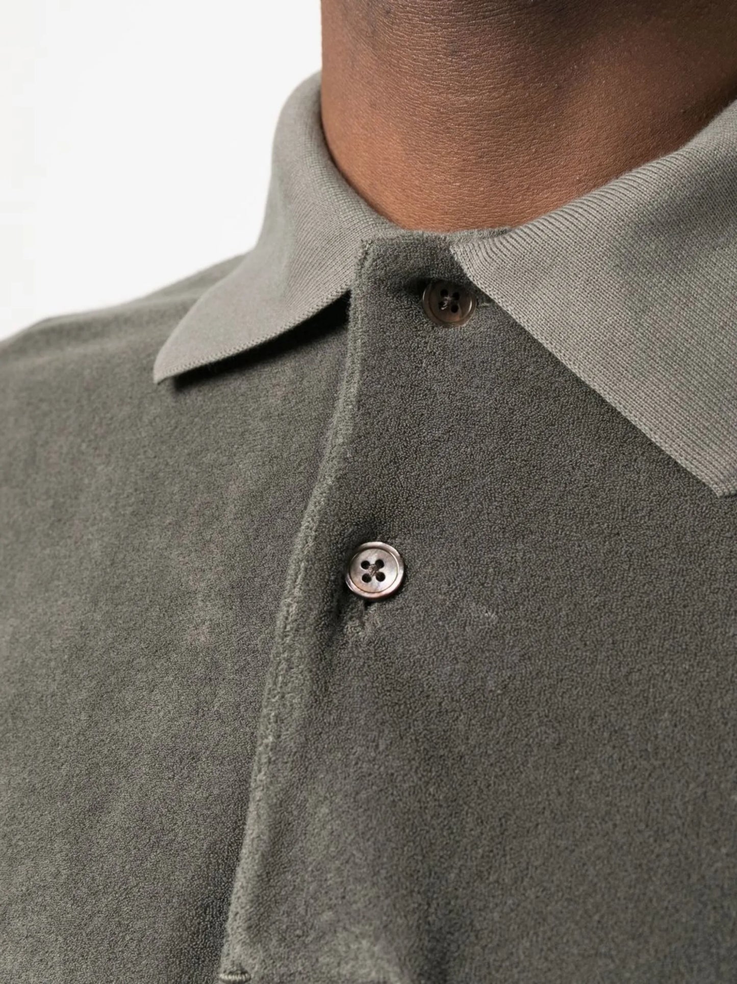 towelling-effect cotton polo shirt