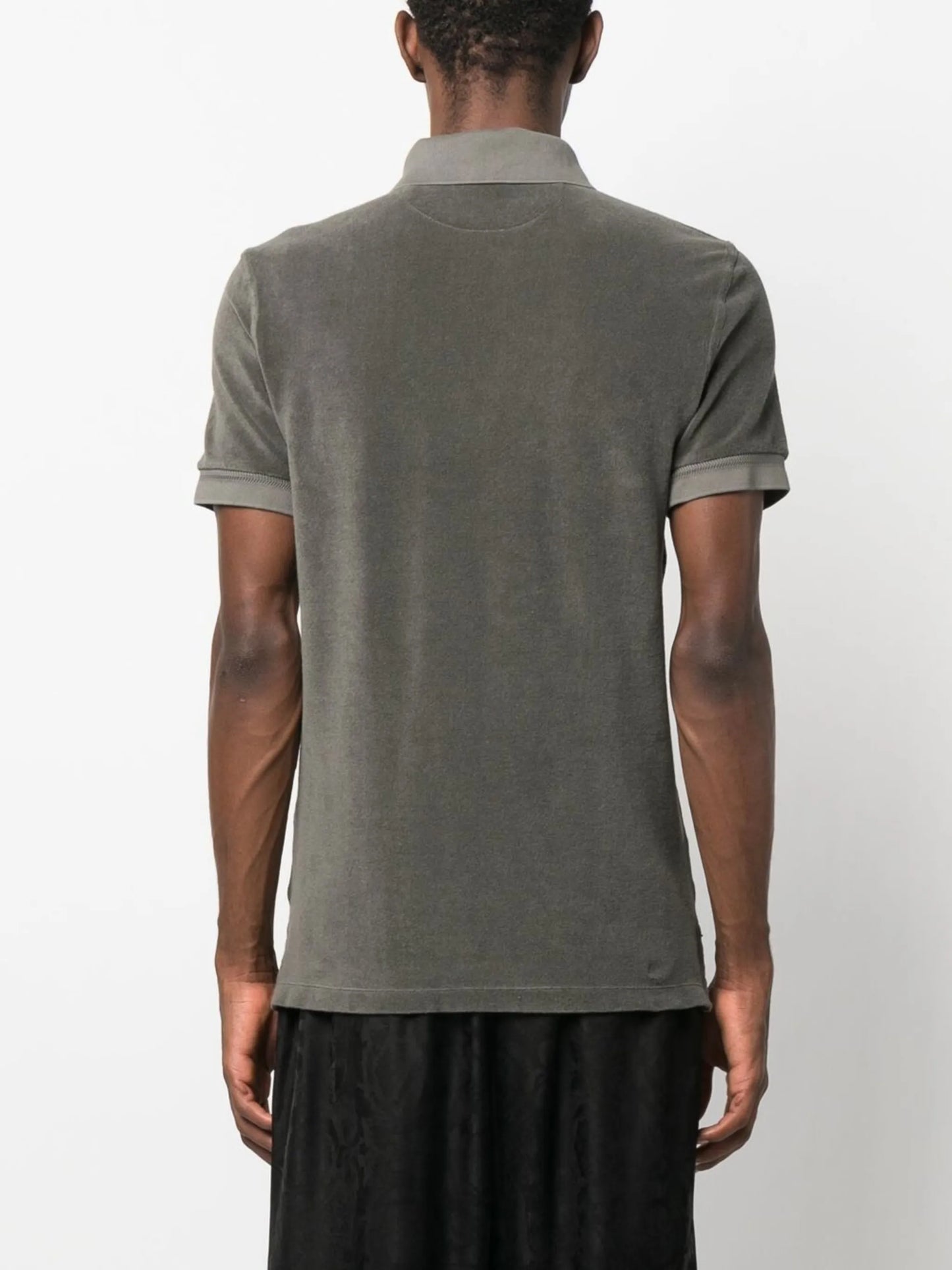 towelling-effect cotton polo shirt