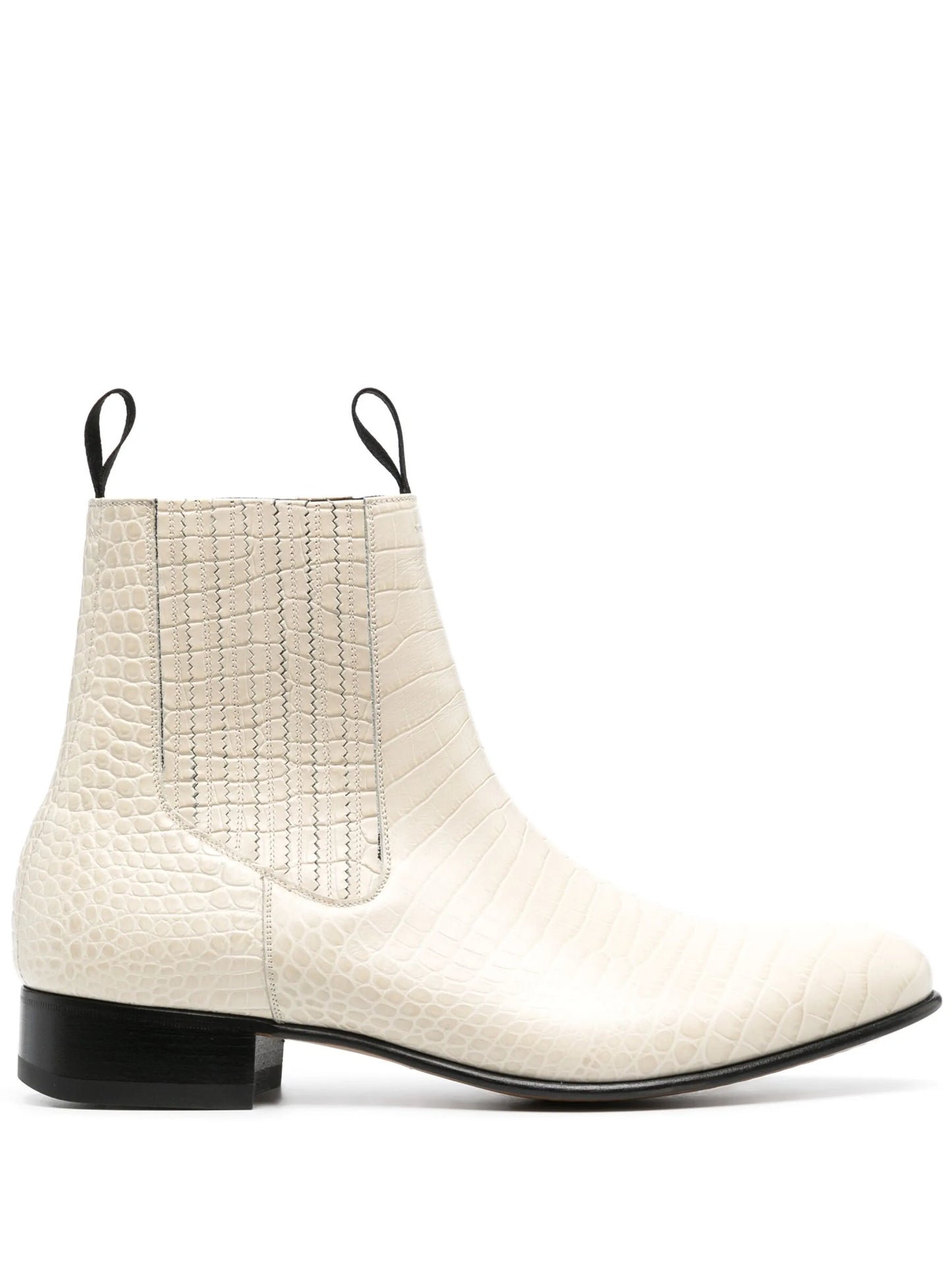 alligator-embossed leather boots