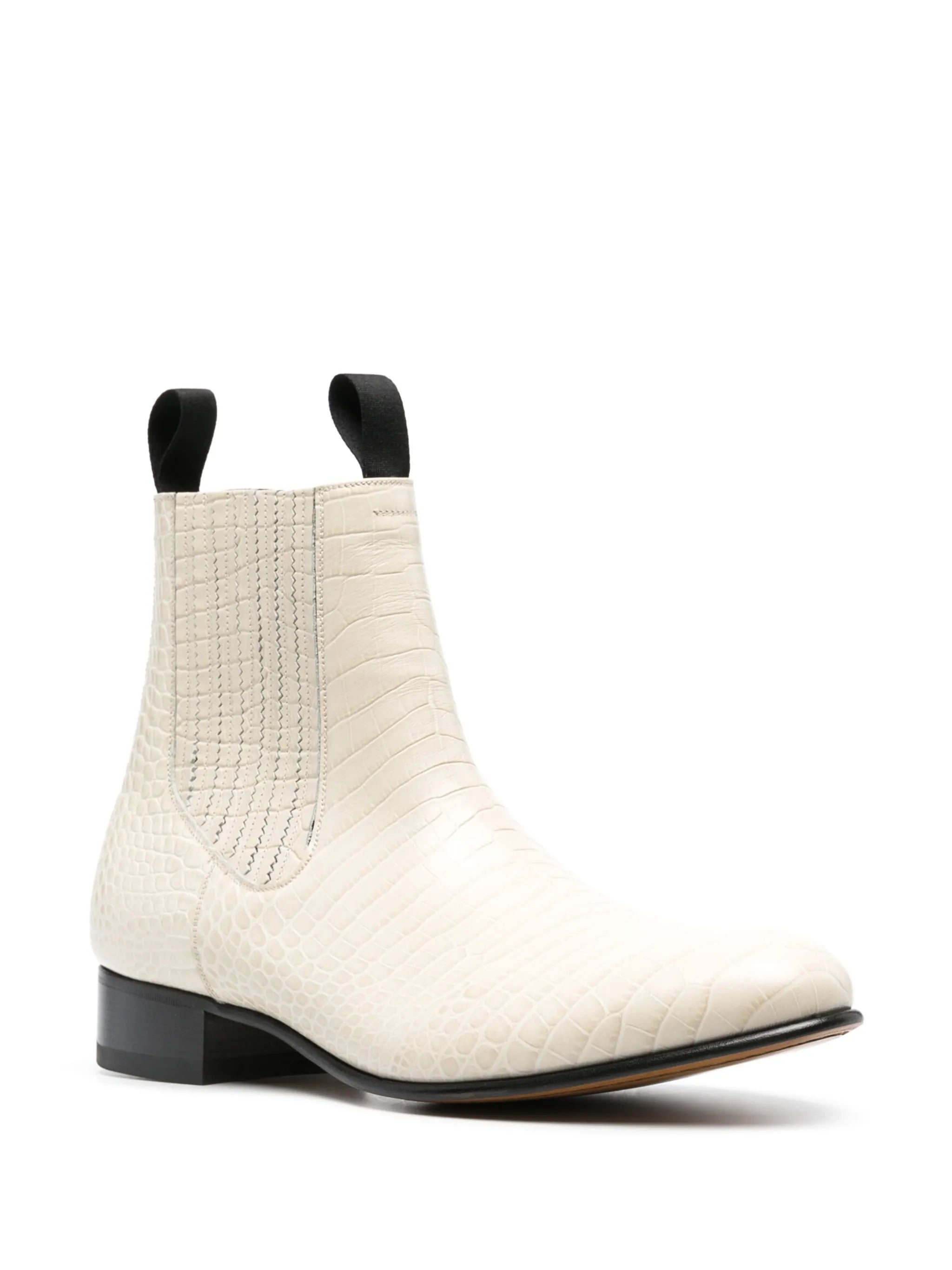 alligator-embossed leather boots